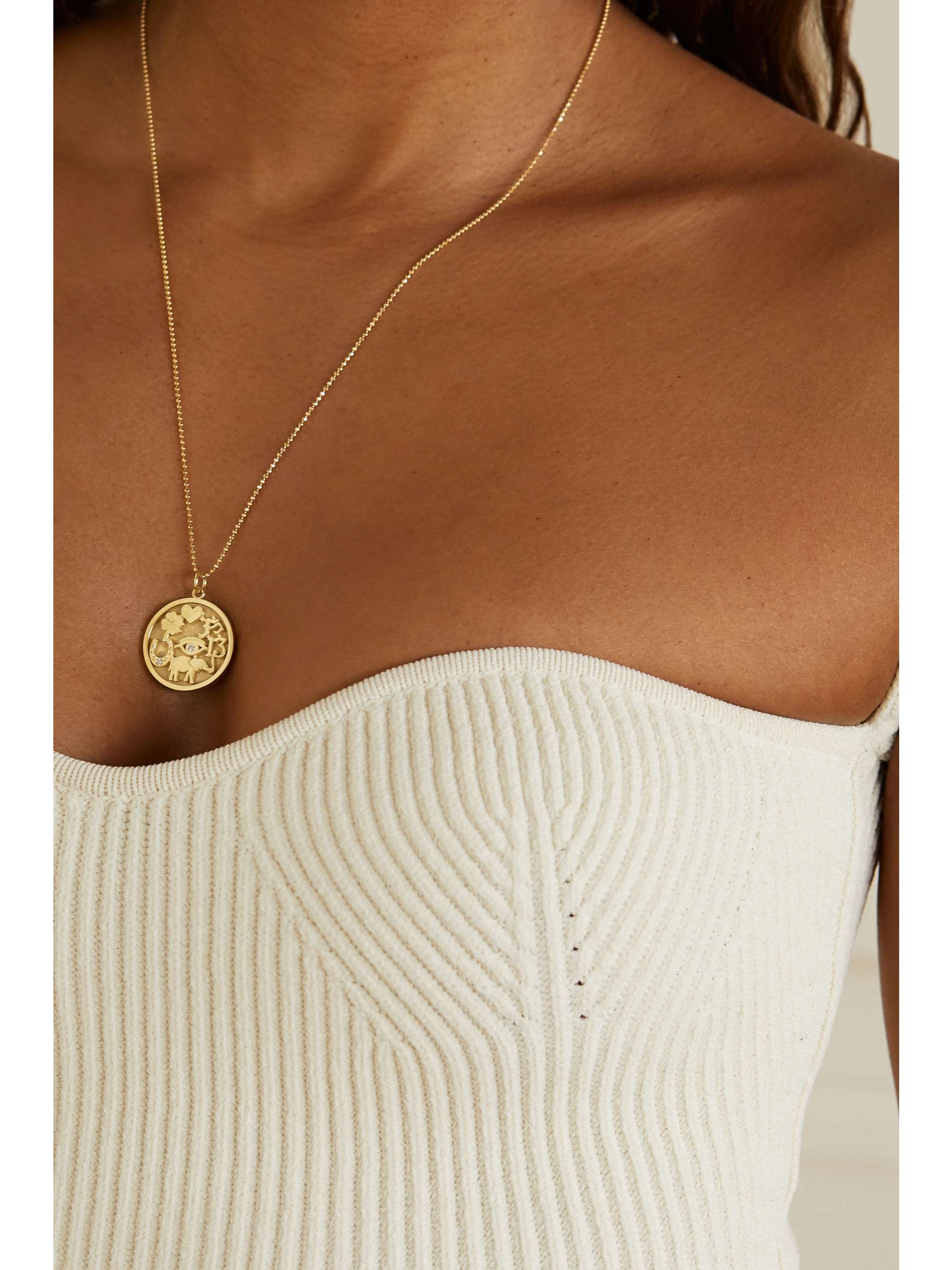 JENNIFER MEYER Good Luck 18-karat gold diamond necklace