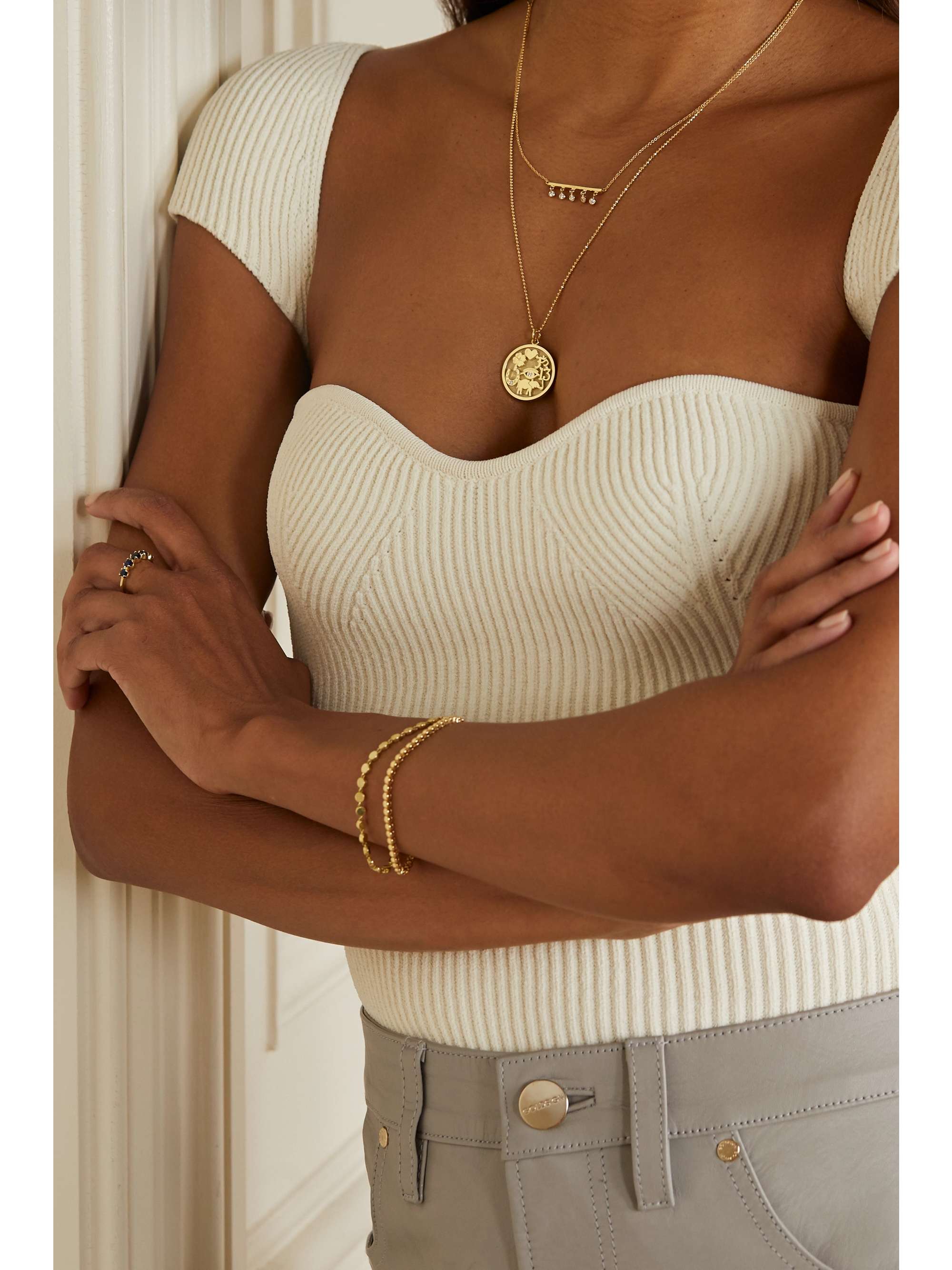 JENNIFER MEYER Good Luck 18-karat gold diamond necklace
