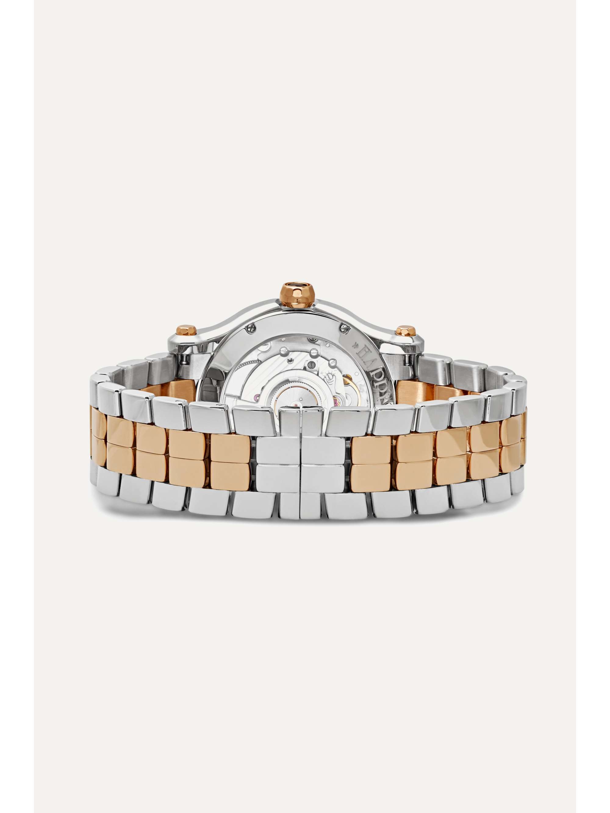 CHOPARD Montre en or rose 18 carats (750/1000), acier inoxydable, diamants et nacre Happy Sport Automatique 36 mm
