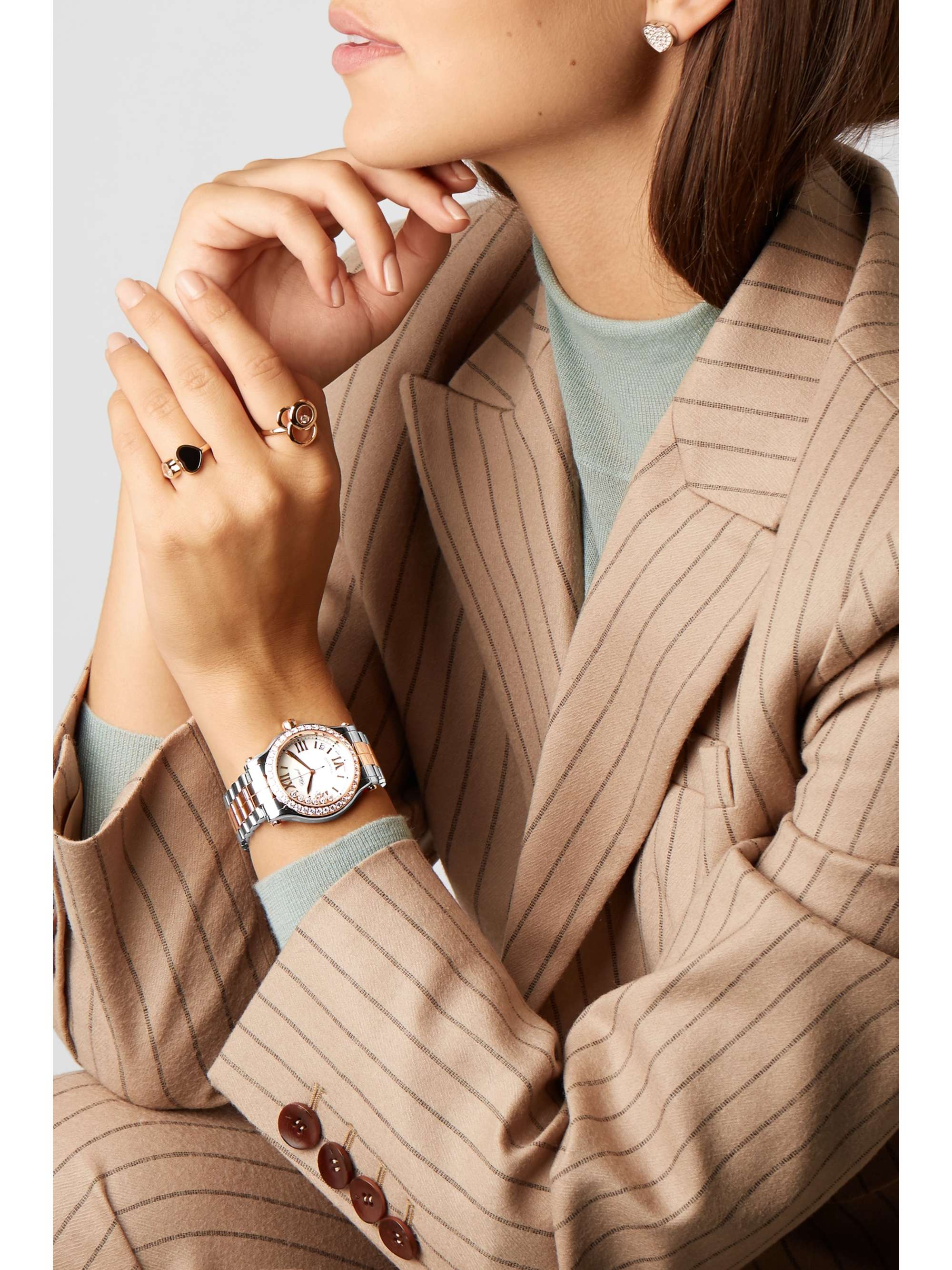 CHOPARD Montre en or rose 18 carats (750/1000), acier inoxydable, diamants et nacre Happy Sport Automatique 36 mm