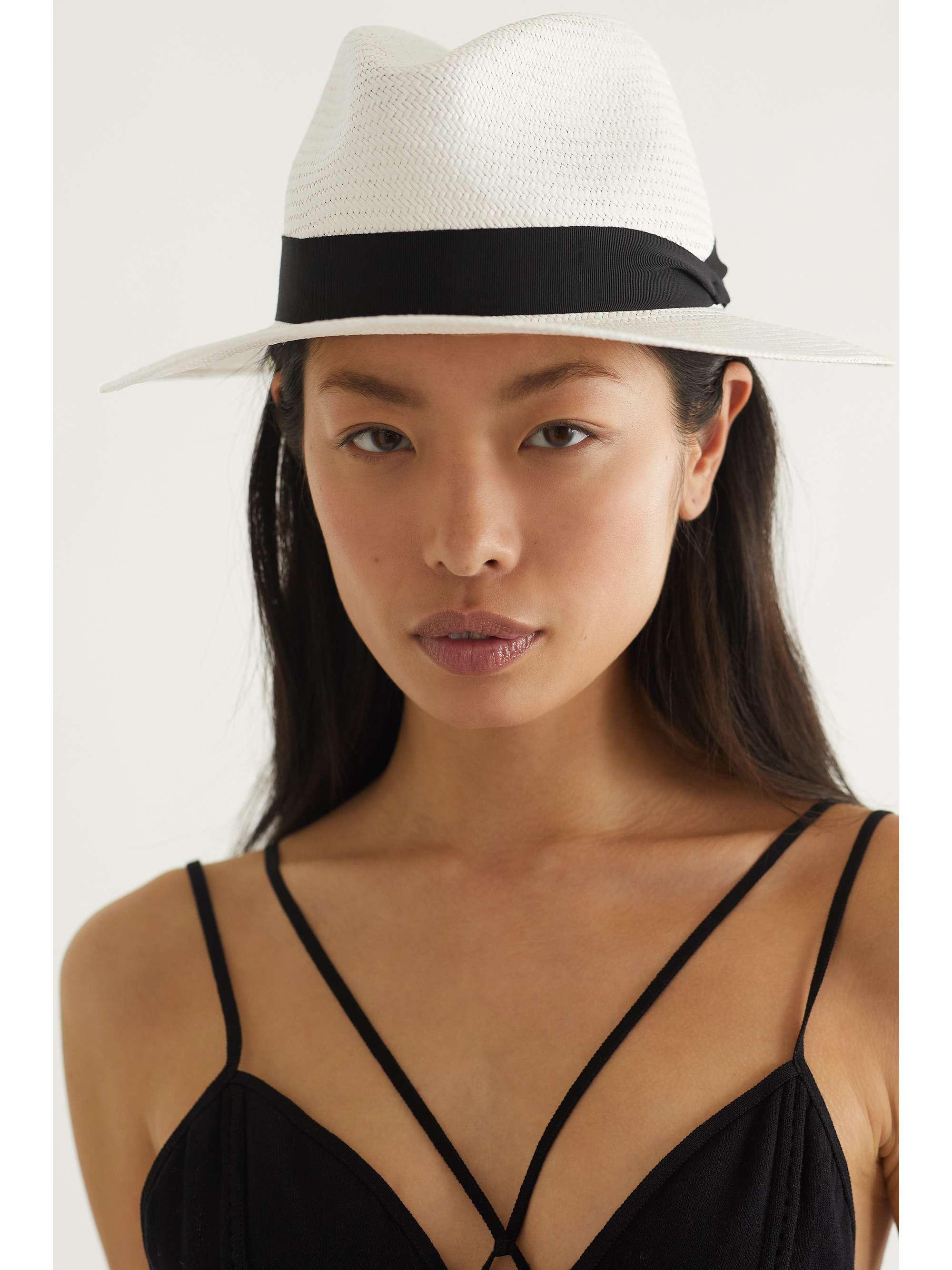RAG & BONE Grosgrain-trimmed straw Panama hat