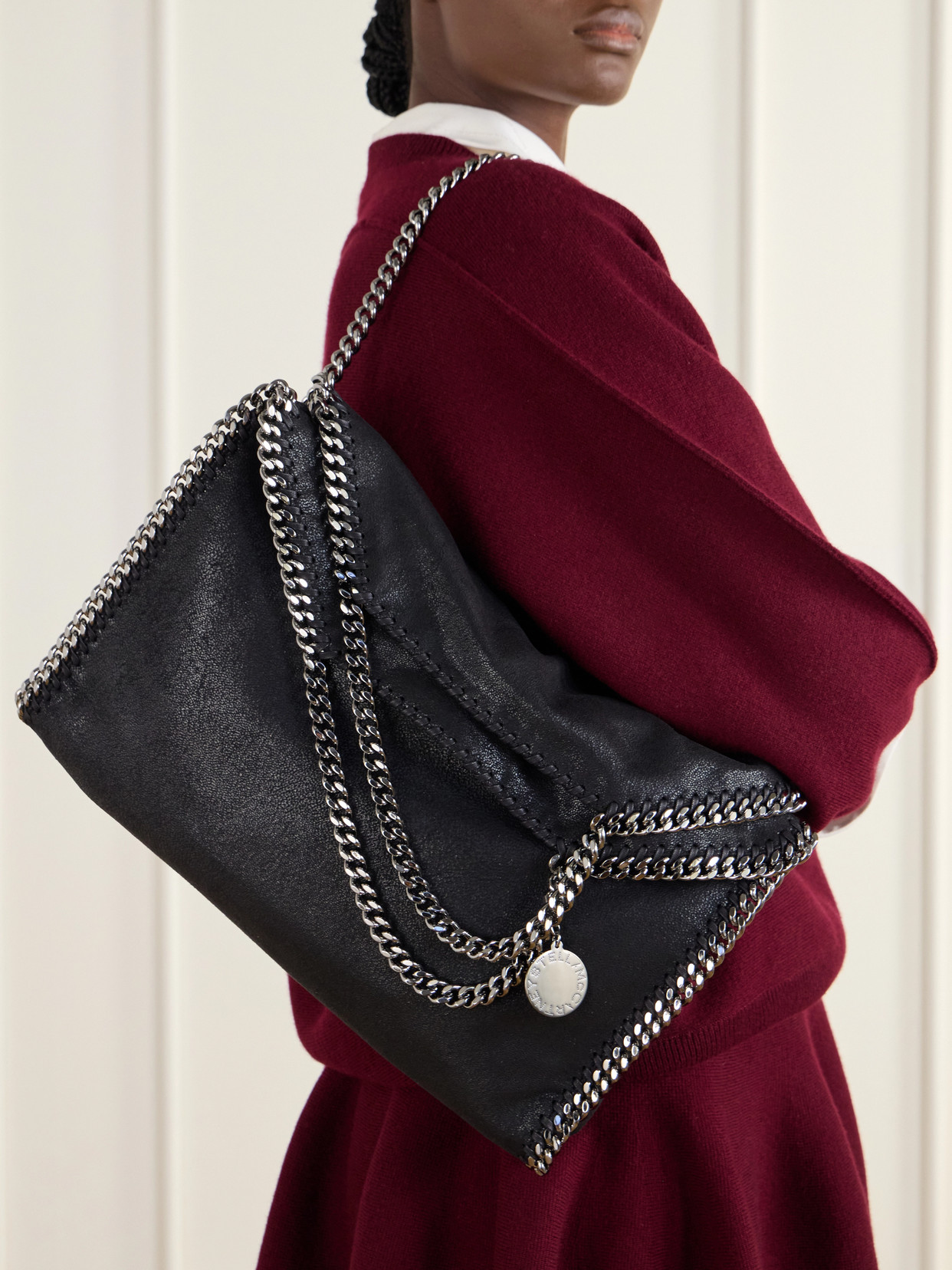 The Falabella Medium Faux Brushed-Leather Shoulder Bag