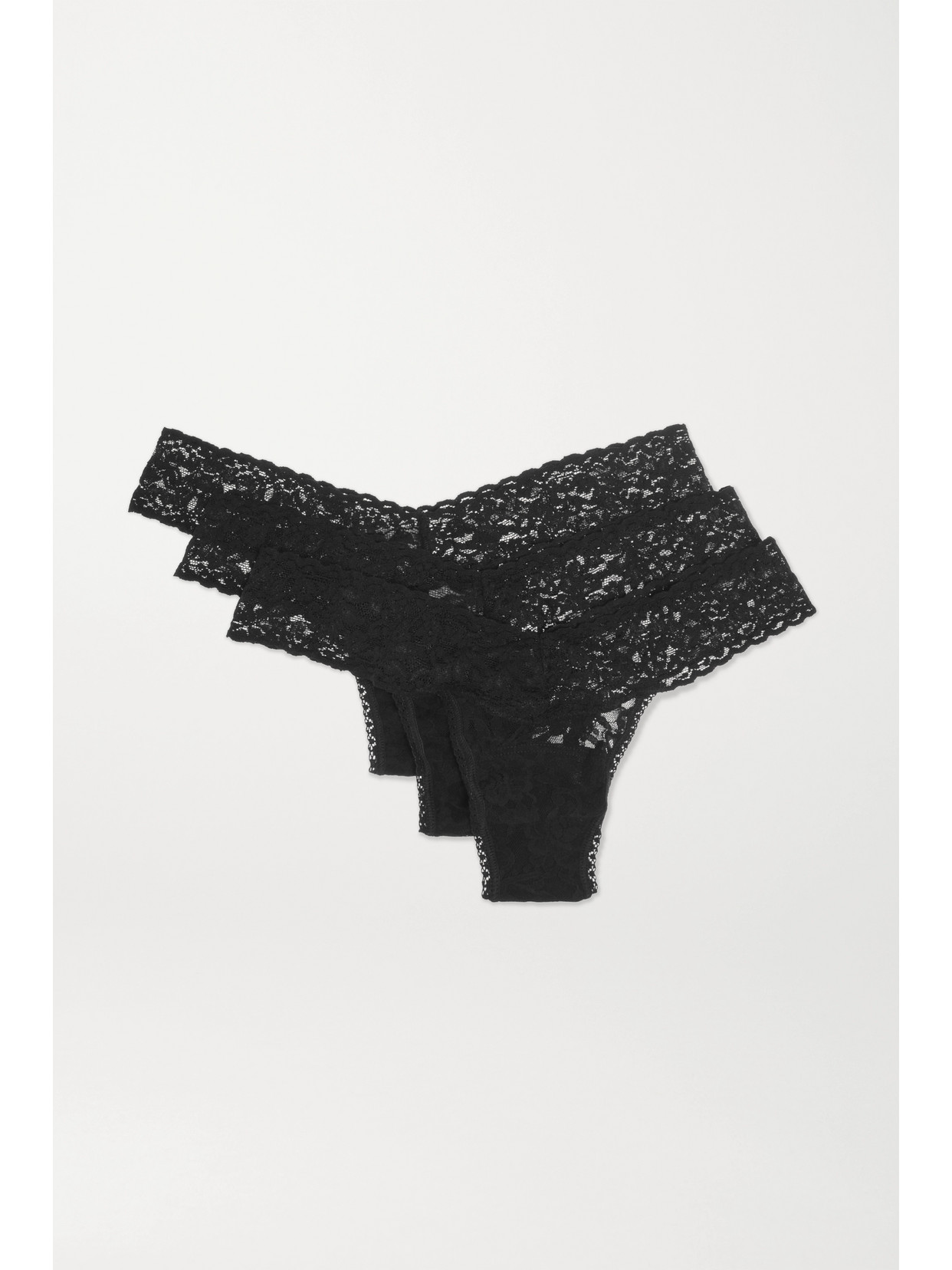 Hanky Panky 3 Pack Signature Lace Low Rise Thong In Black