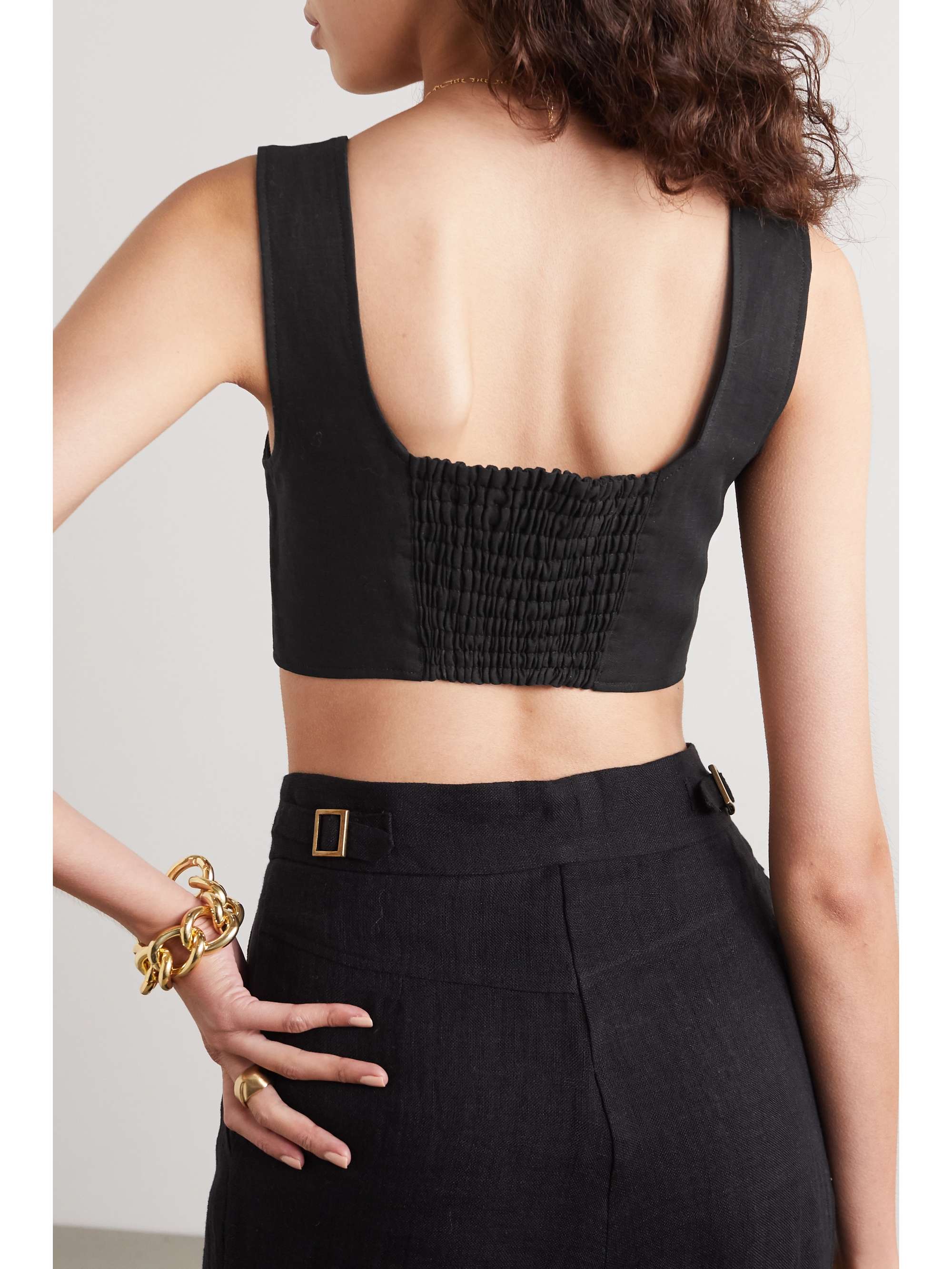 LE KASHA Jirja cropped linen top