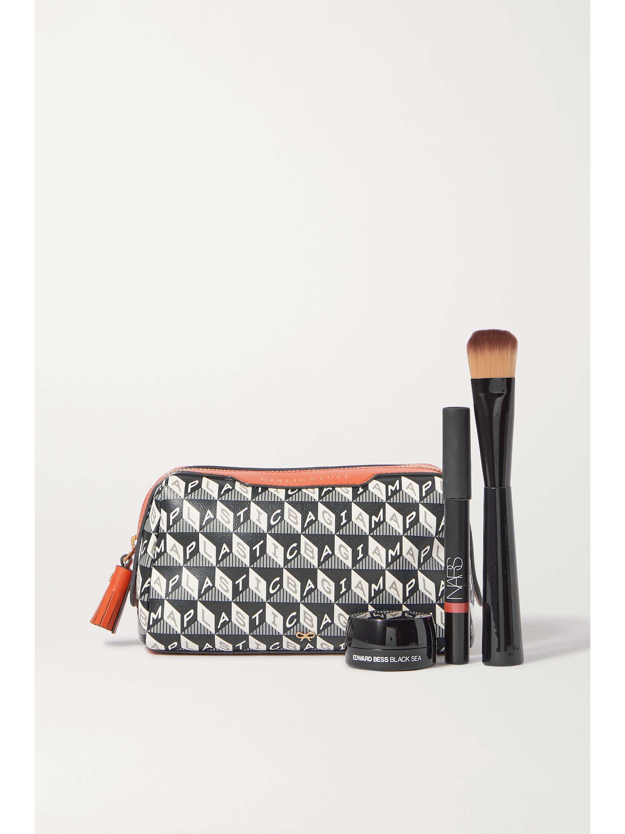 ANYA HINDMARCH + NET SUSTAIN Girlie Stuff leather-trimmed printed coated-canvas cosmetics case