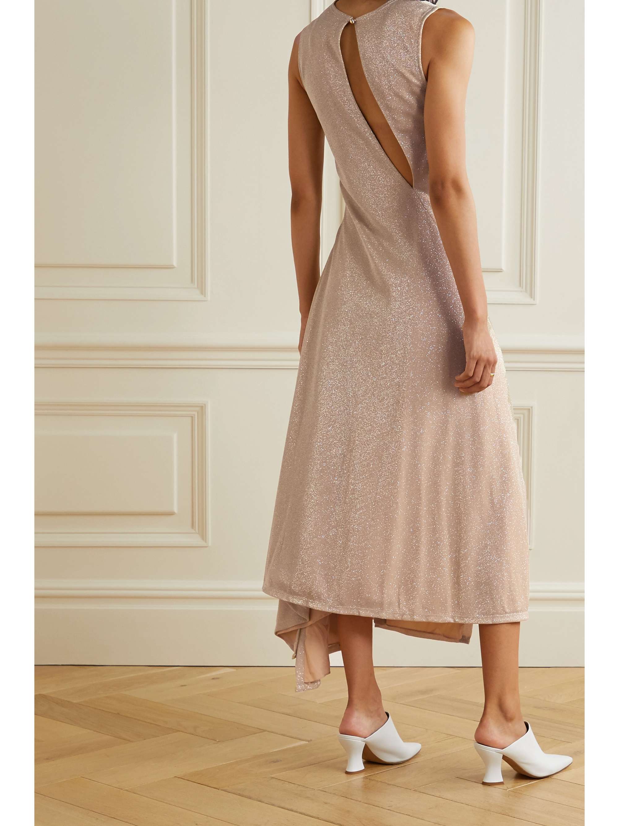 LANVIN Cutout gathered Lurex midi dress