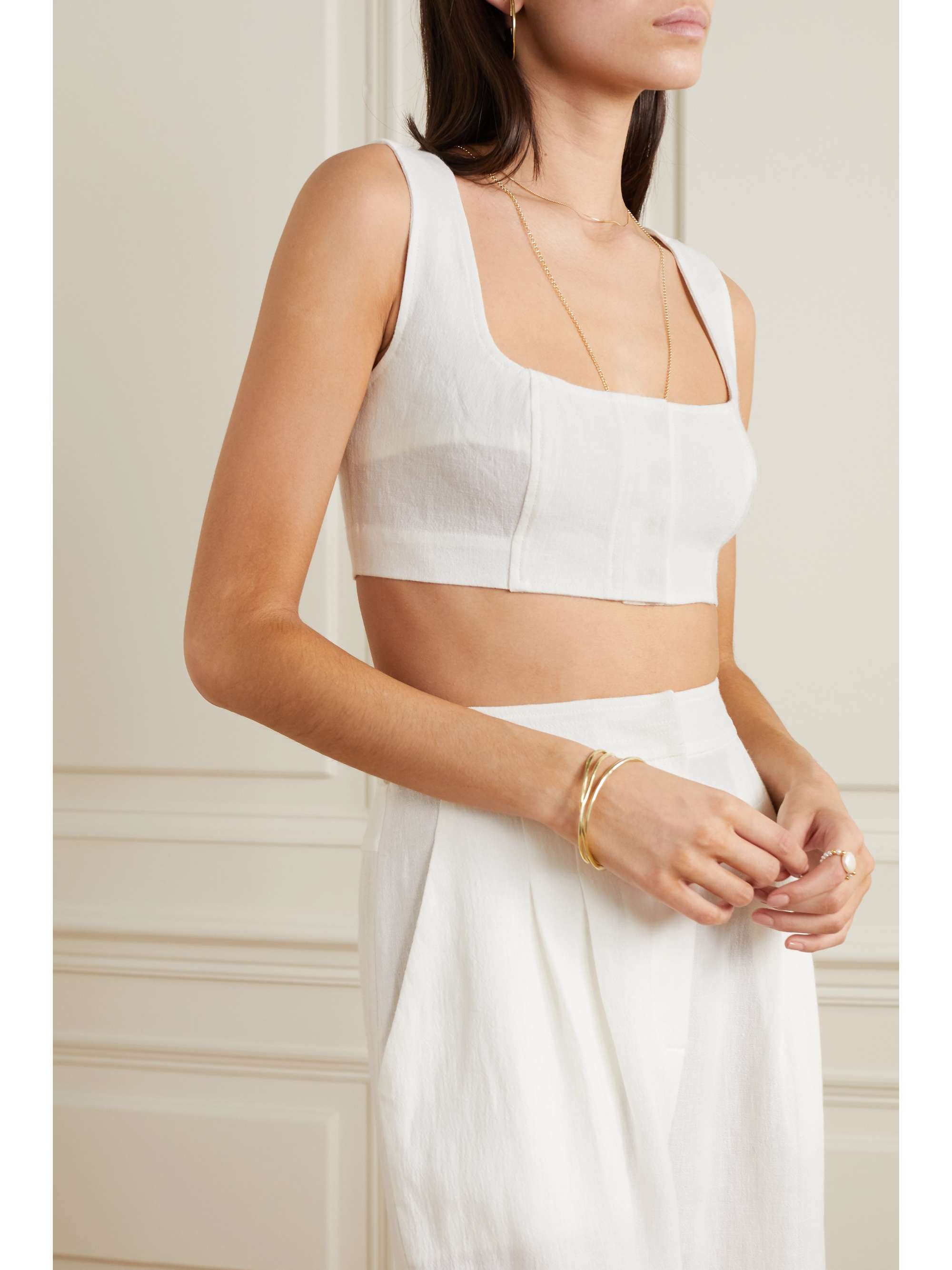 LE KASHA Jirja cropped linen top