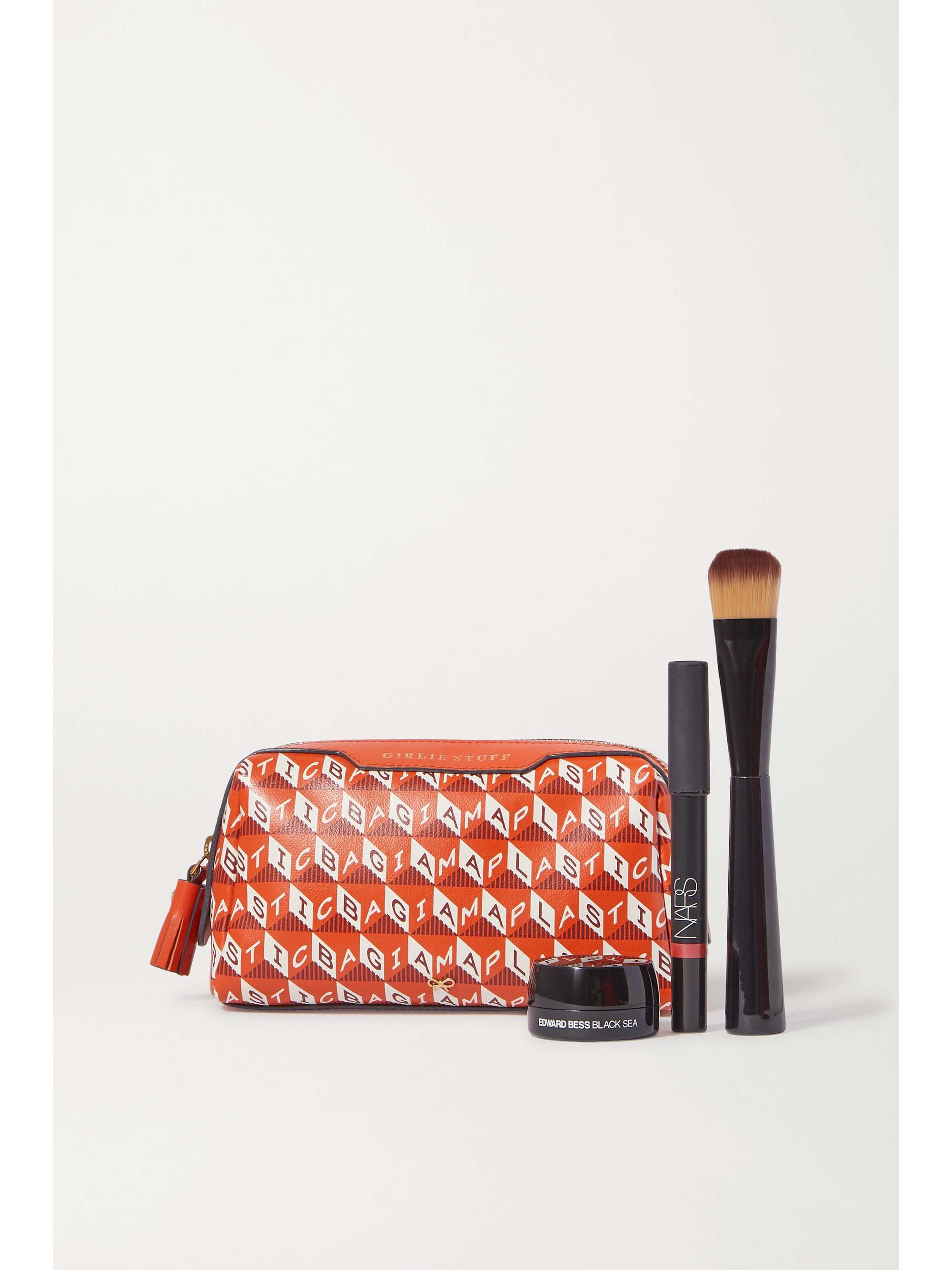 ANYA HINDMARCH + NET SUSTAIN Girlie Stuff leather-trimmed printed coated-canvas cosmetics case
