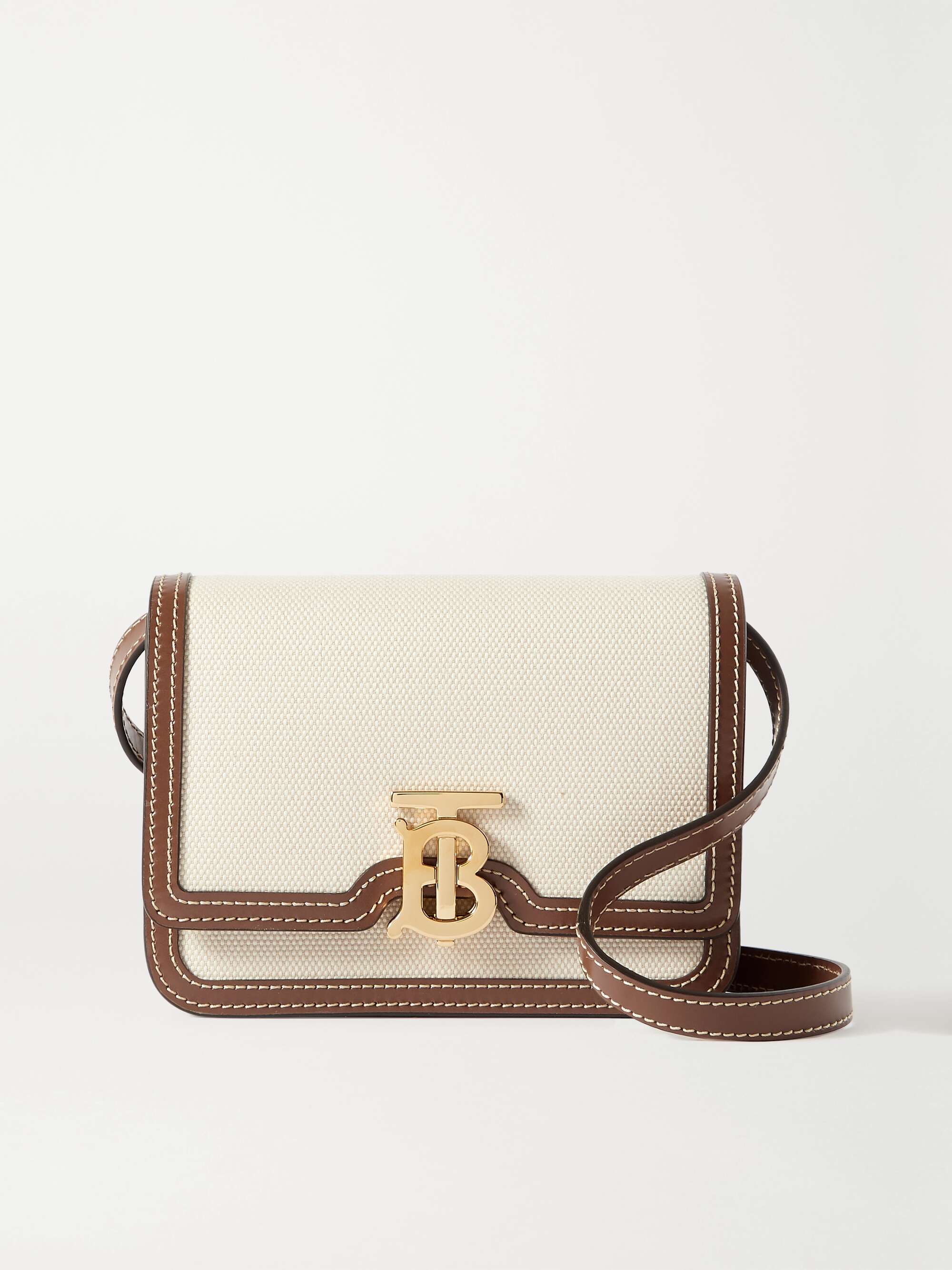 Burberry Mini Leather-trimmed Canvas Shoulder Bag