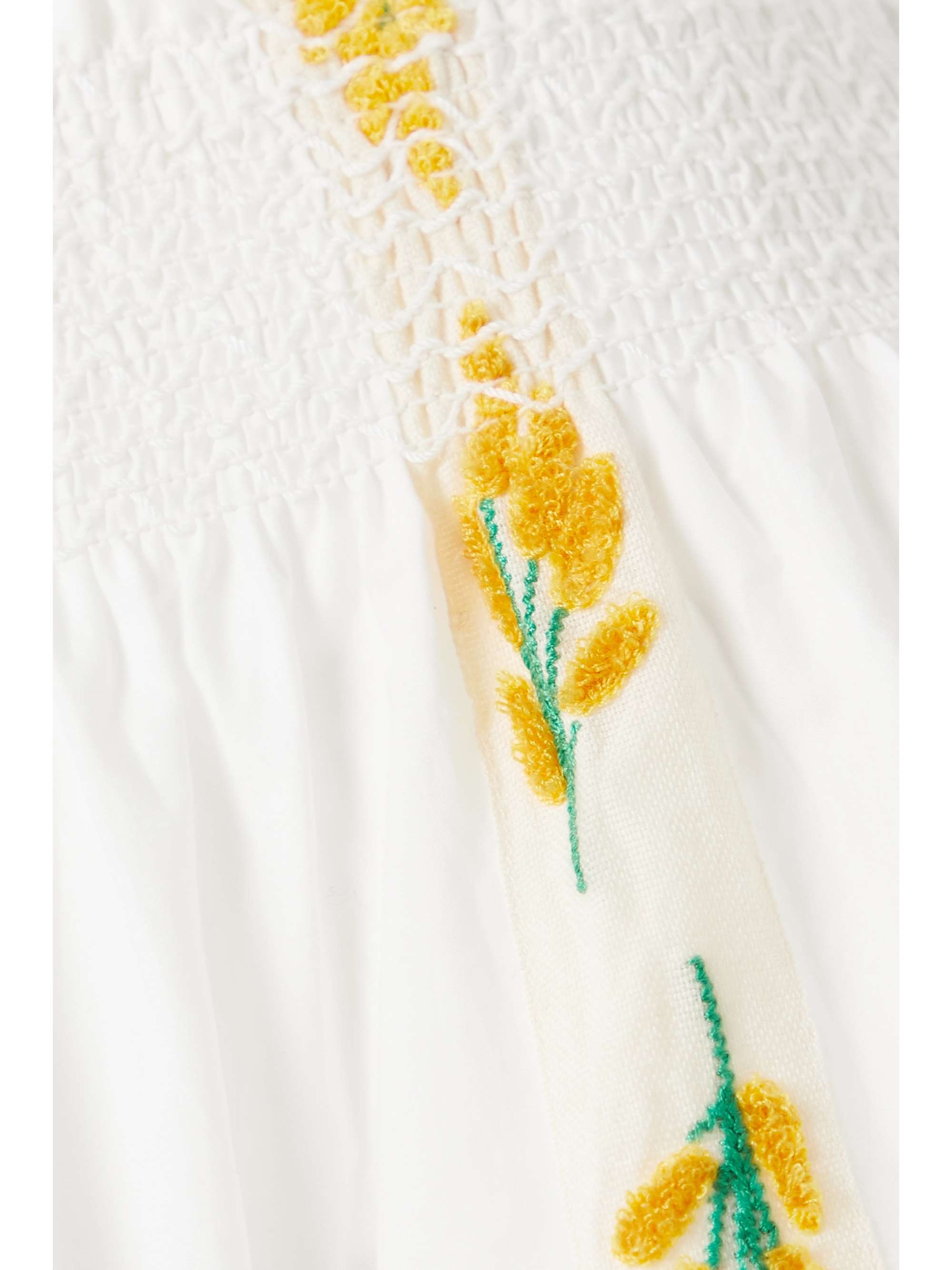 TORY BURCH Grosgrain-trimmed embroidered cotton-poplin midi skirt