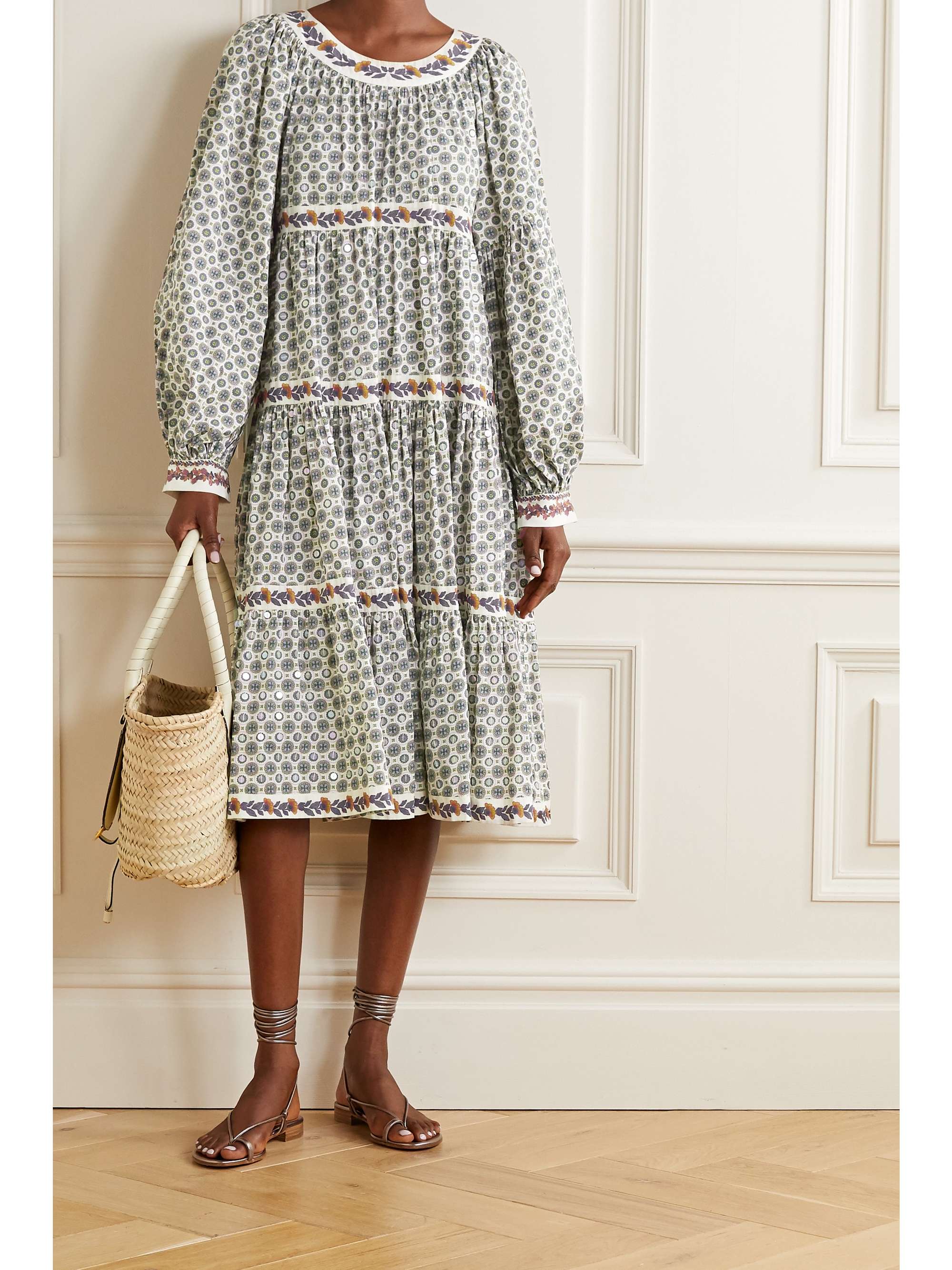 TORY BURCH Filippa tiered printed cotton-voile dress