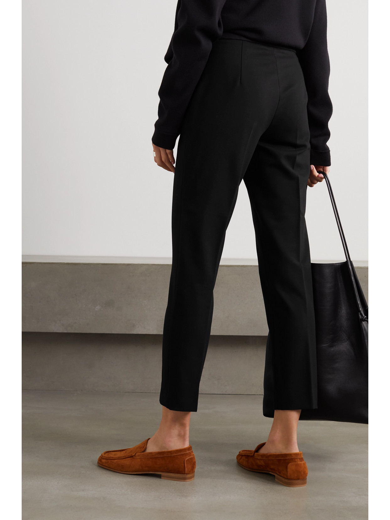 Shop Max Mara Pegno Cady Straight-leg Pants In Black