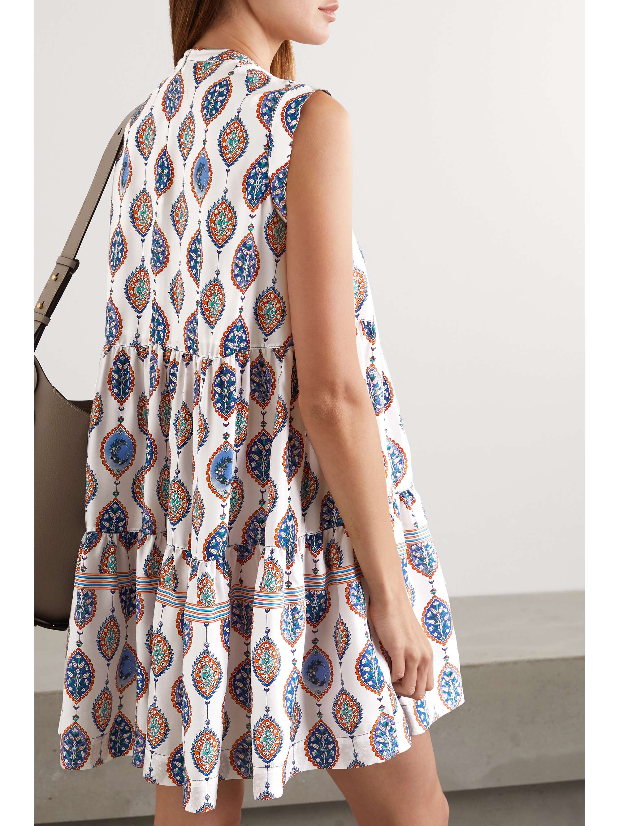 CHLOÉ Tiered printed silk crepe de chine mini dress
