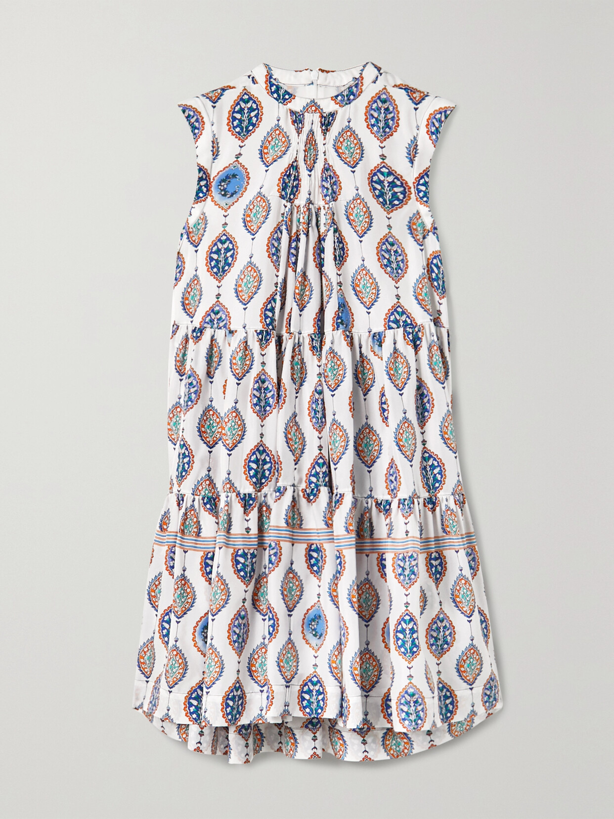 Chloé - Tiered Printed Silk Crepe De Chine Mini Dress - White
