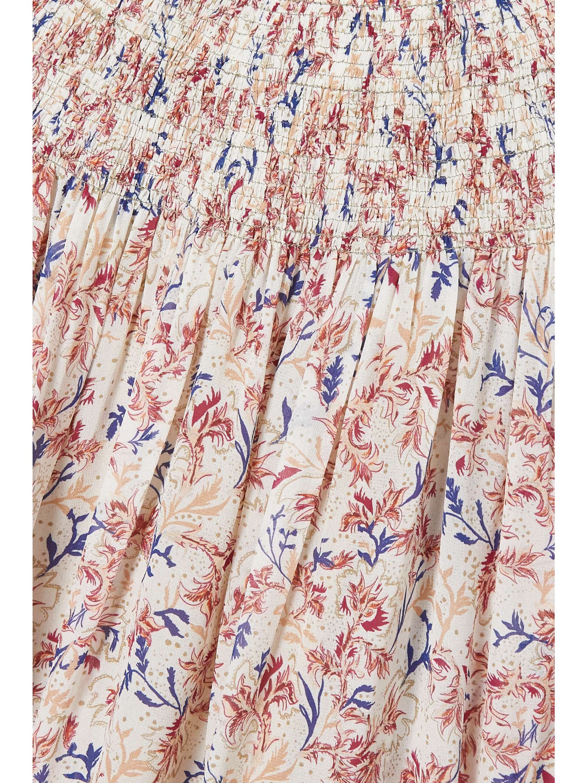 CHLOÉ Ruched shirred floral-print silk blouse