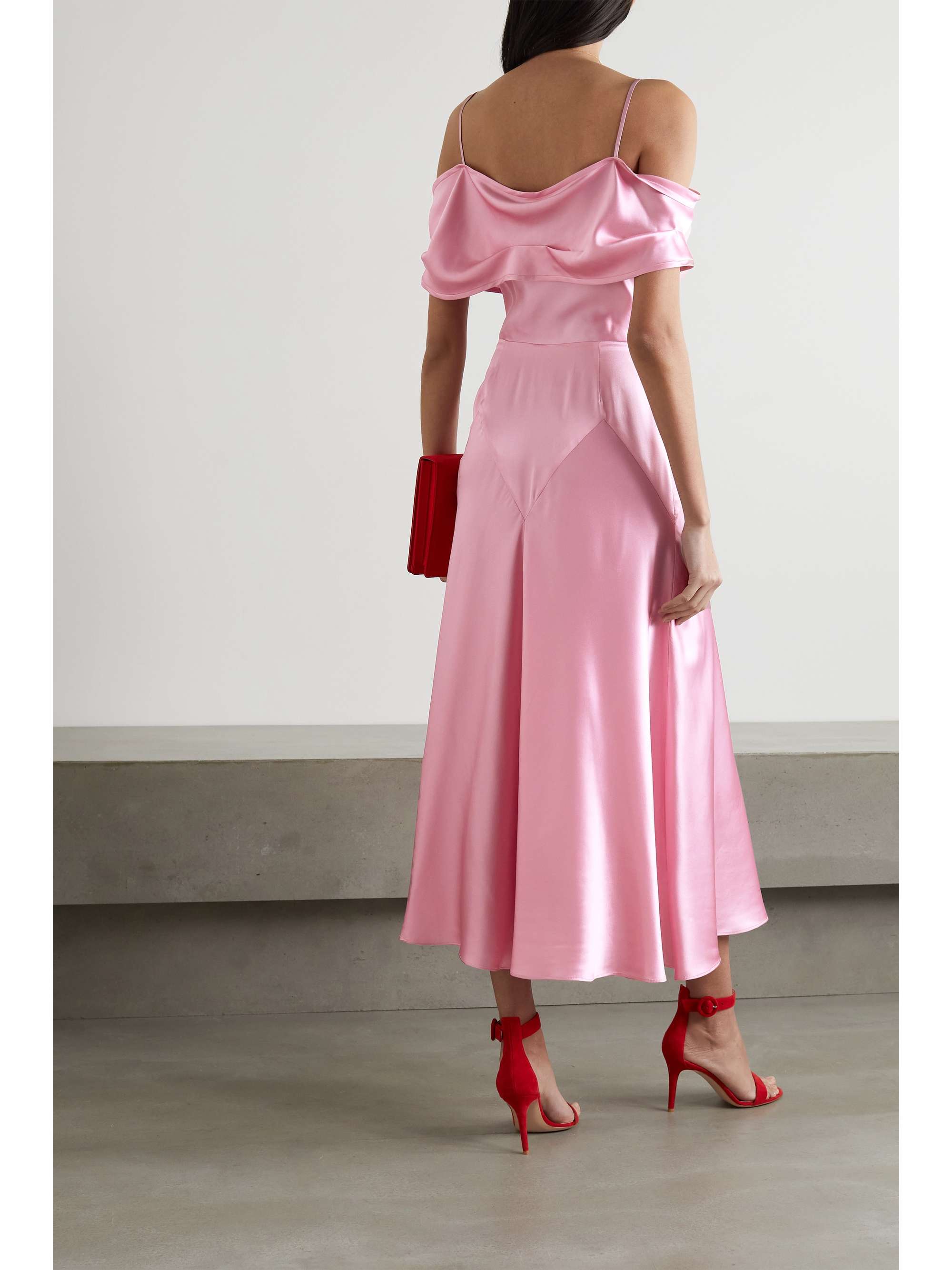 ANNA MASON Lily bow-detailed cold-shoulder gingham cotton midi dress