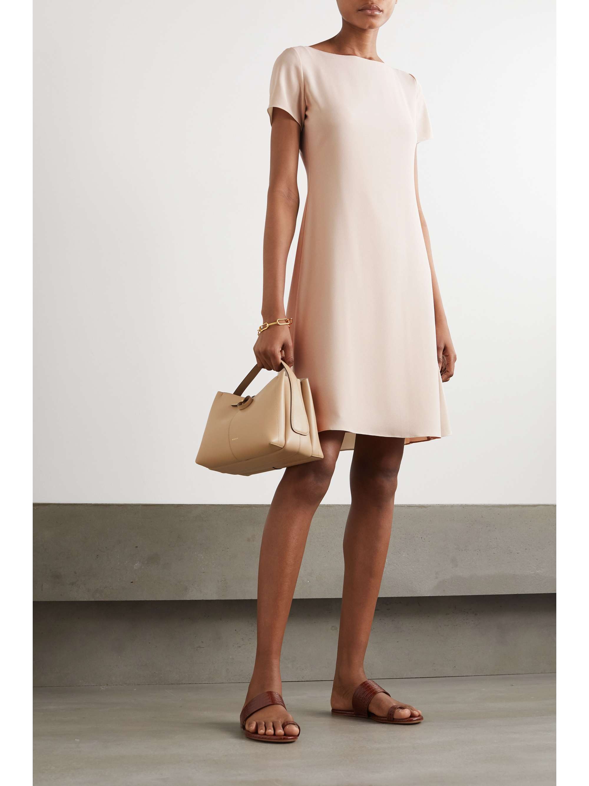 Ecru Crepe mini dress | THEORY | NET-A 