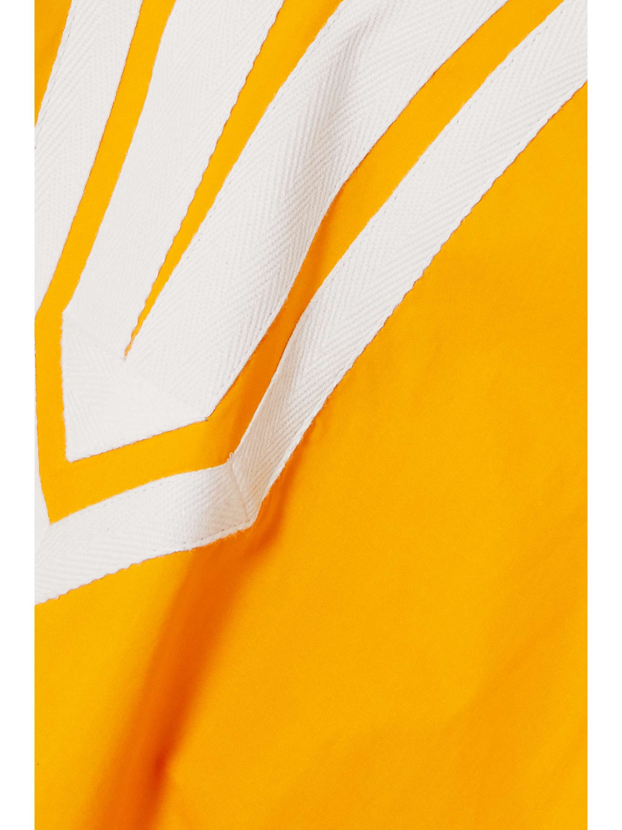 TORY BURCH Belted canvas-trimmed cotton-poplin dress