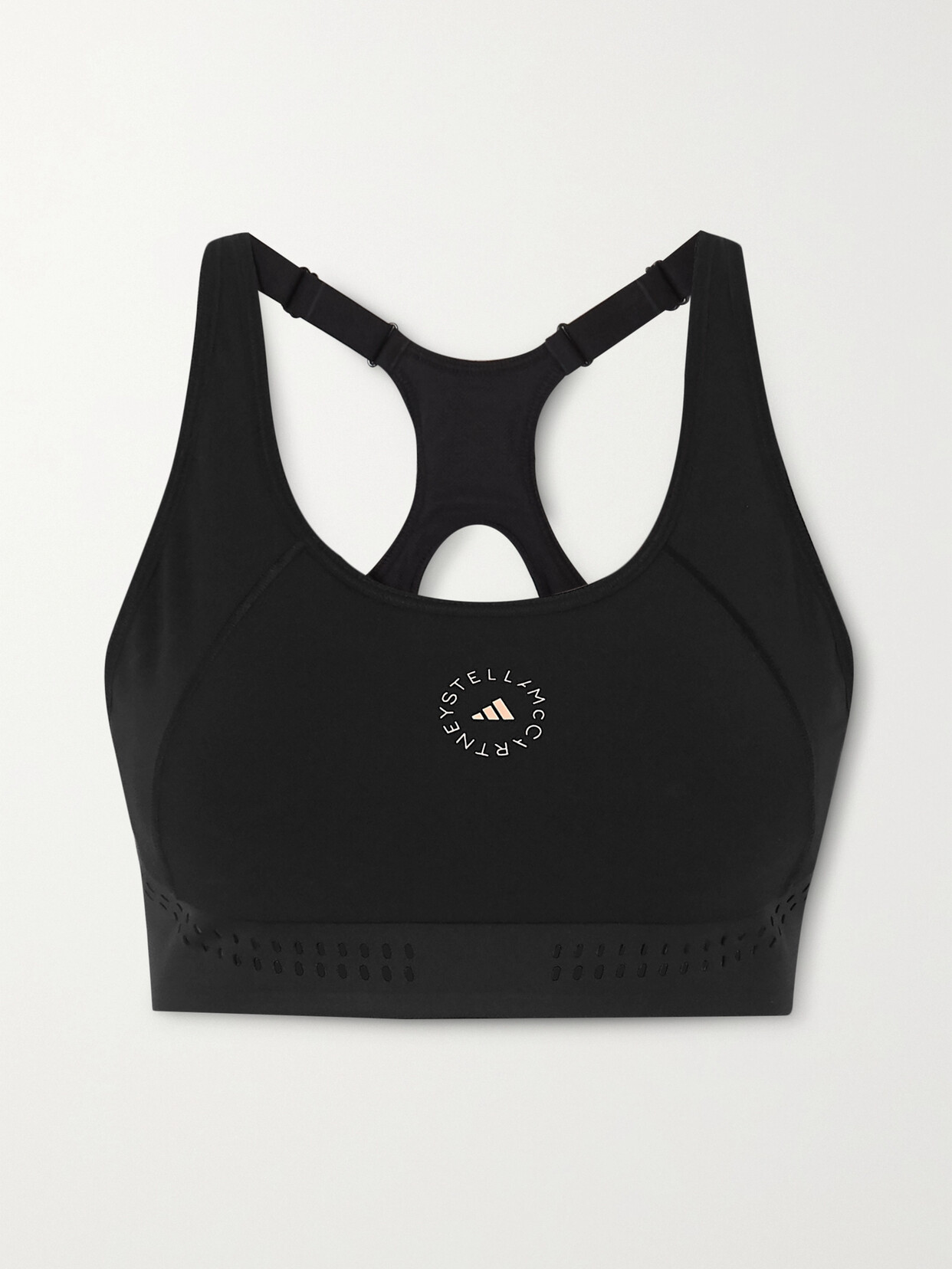 Adidas By Stella Mccartney Truepurpose Cutout Perforated Recycled Stretch Sports Bra In Black