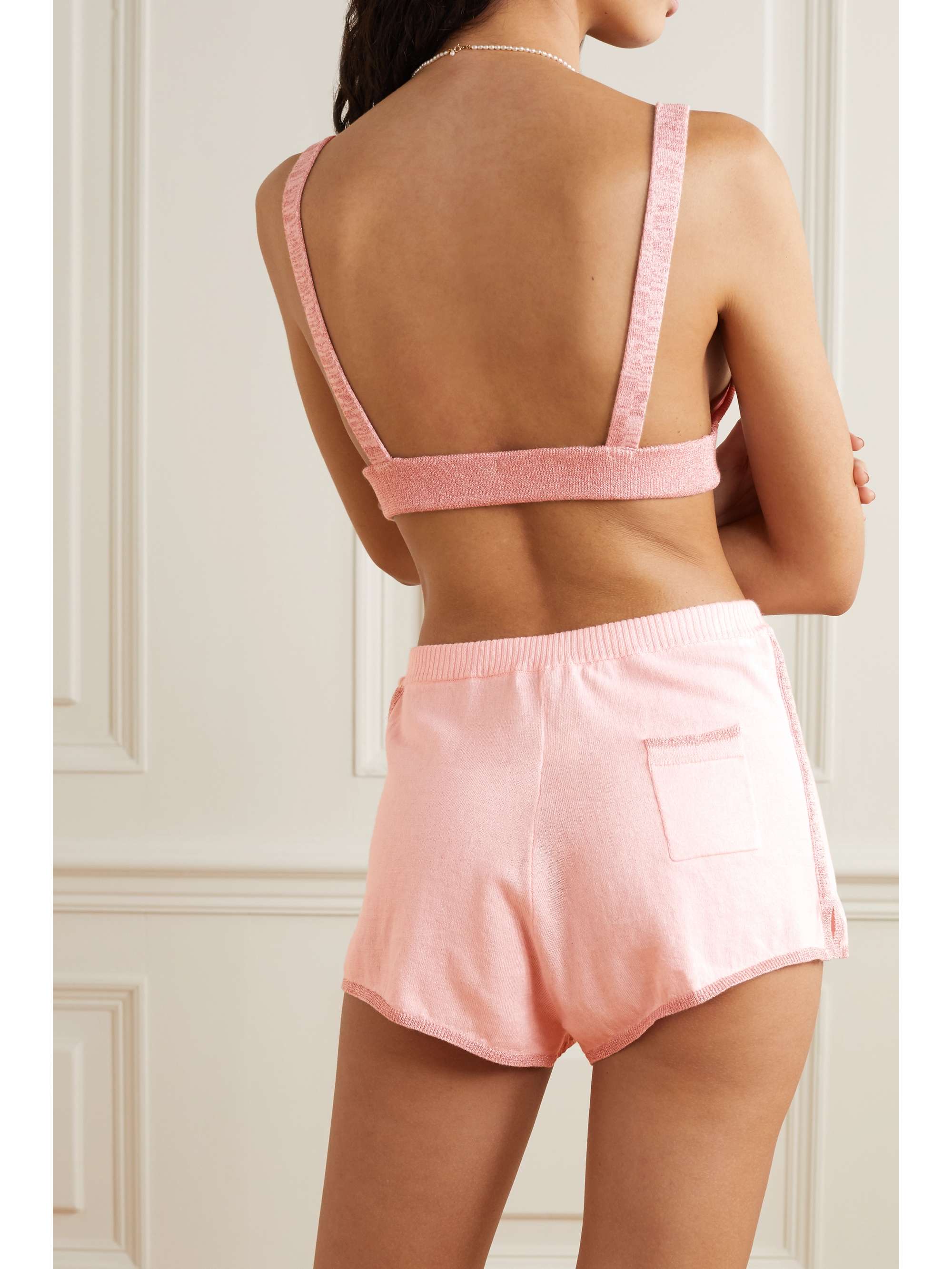 MORGAN LANE Anya Lurex-trimmed cotton-blend soft-cup triangle bra