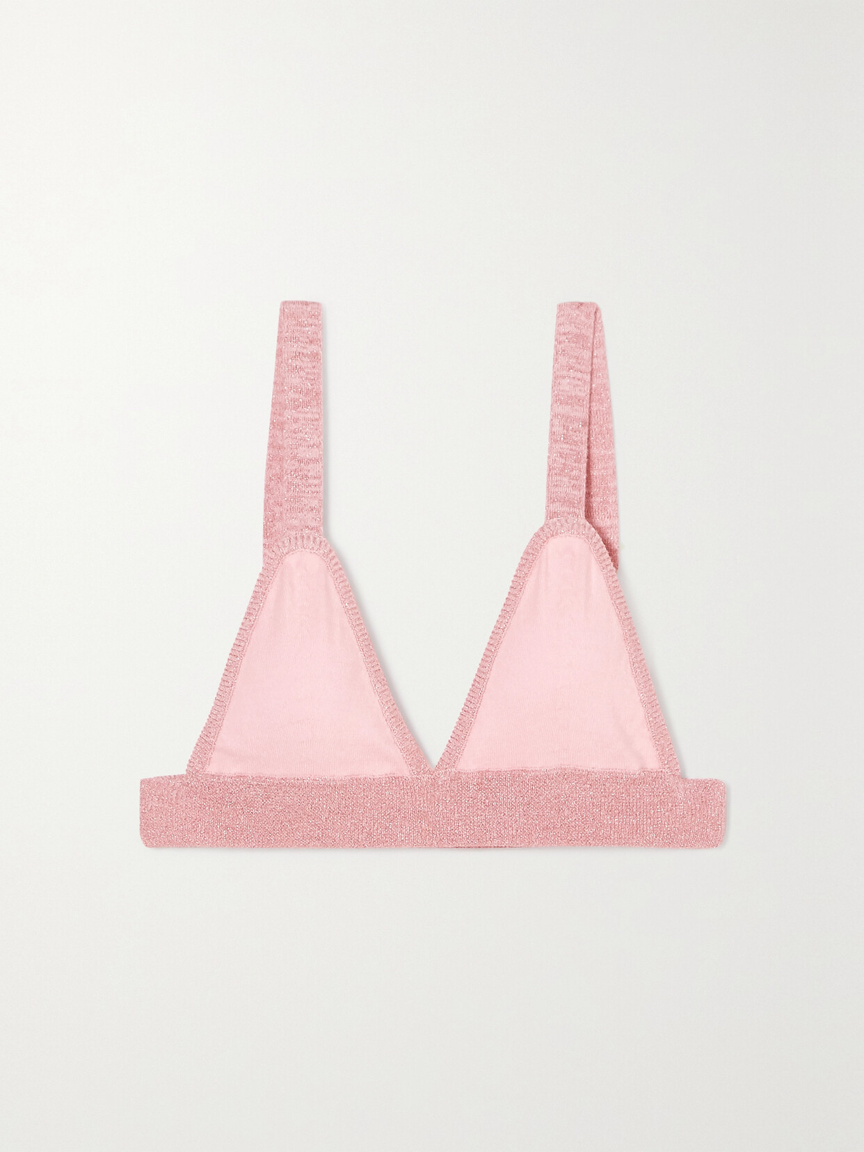 MORGAN LANE Anya Lurex-trimmed Cotton-blend Soft-cup Triangle Bra - Pink