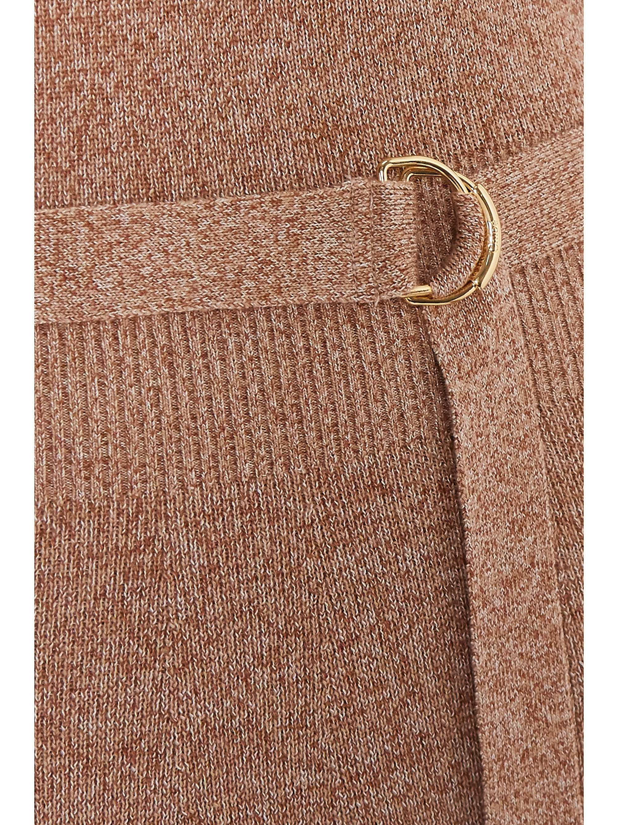 CHLOÉ Belted mélange wool and silk-blend midi dress