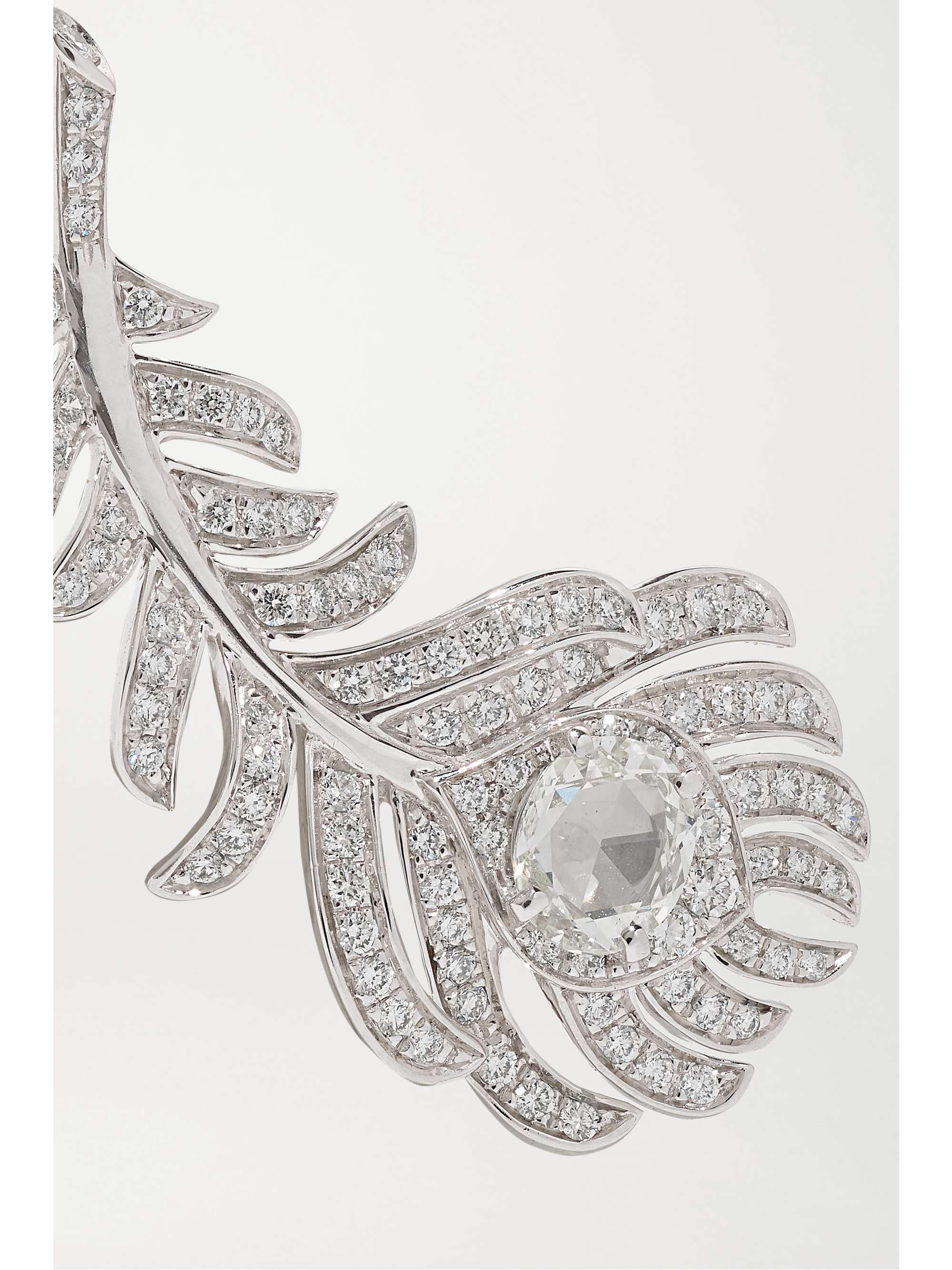 BOUCHERON Plume de Paon 18-karat white gold diamond earrings