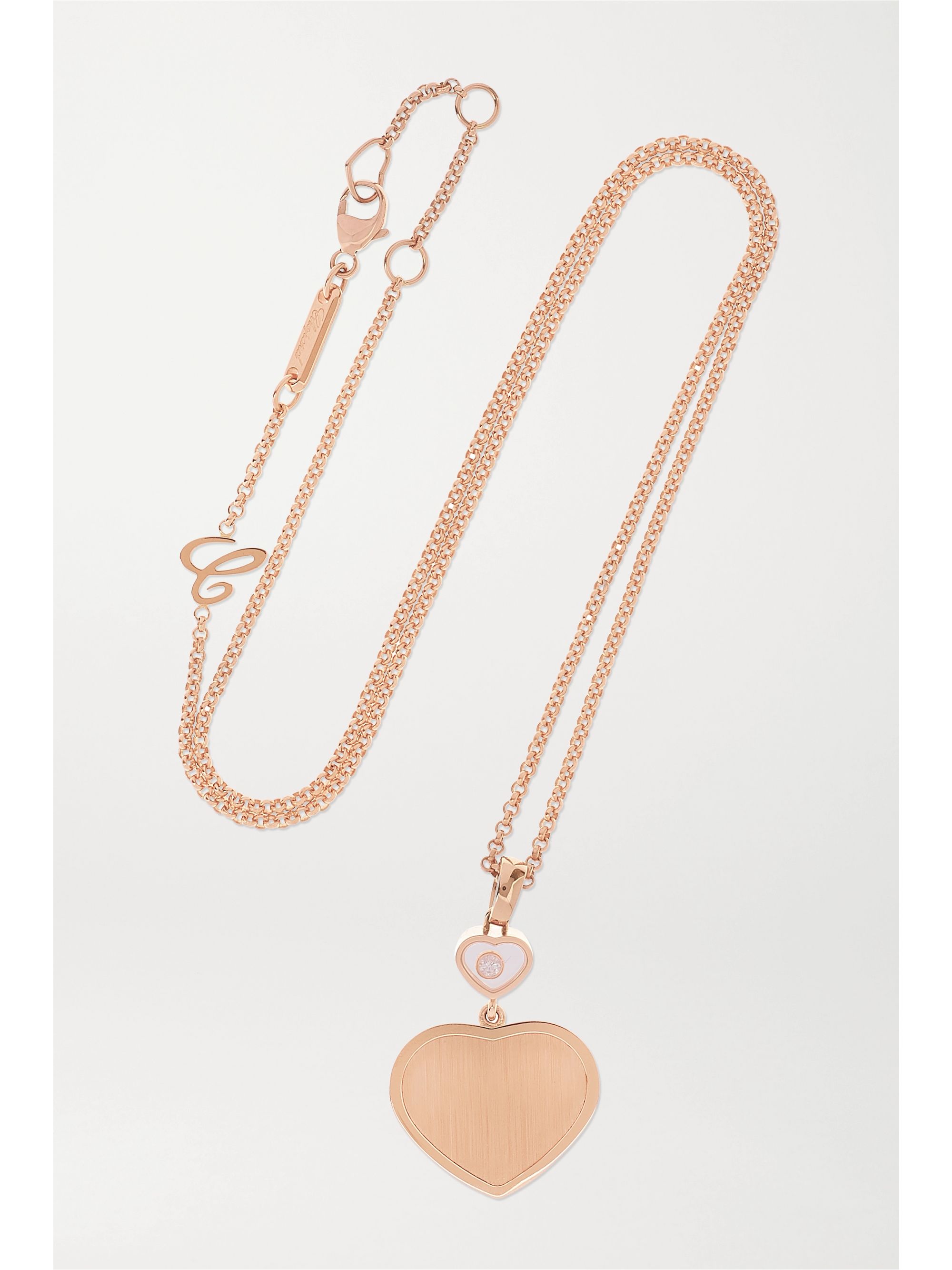 Rose Gold 007 Happy Hearts Golden Hearts 18 Karat Rose Gold Diamond Necklace Chopard Net A Porter