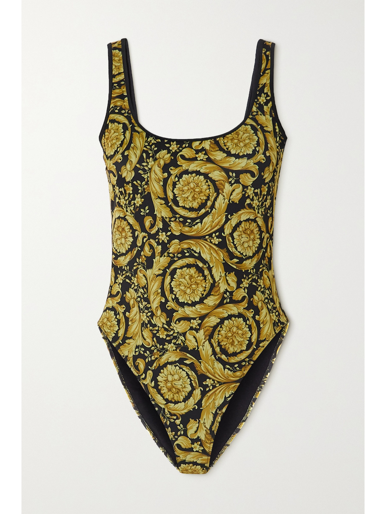 Versace Barocco-print One-piece Swimsuit In Black