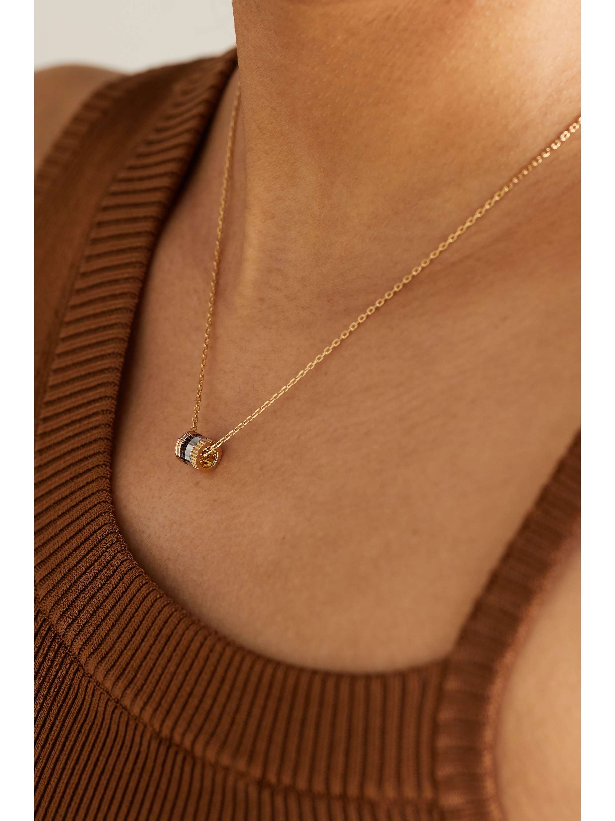 BOUCHERON Quatre Classique Mini Kette aus 18 Karat Gelb-, Weiß- und Roségold mit PVD-Beschichtung und Diamant