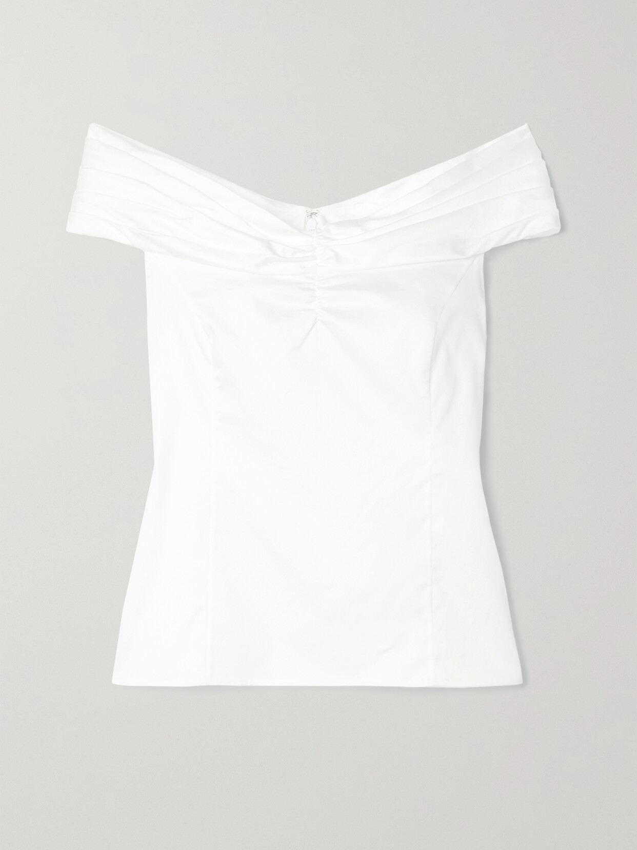 Jason Wu Collection Off-the-shoulder Ruched Cotton-poplin Top In White