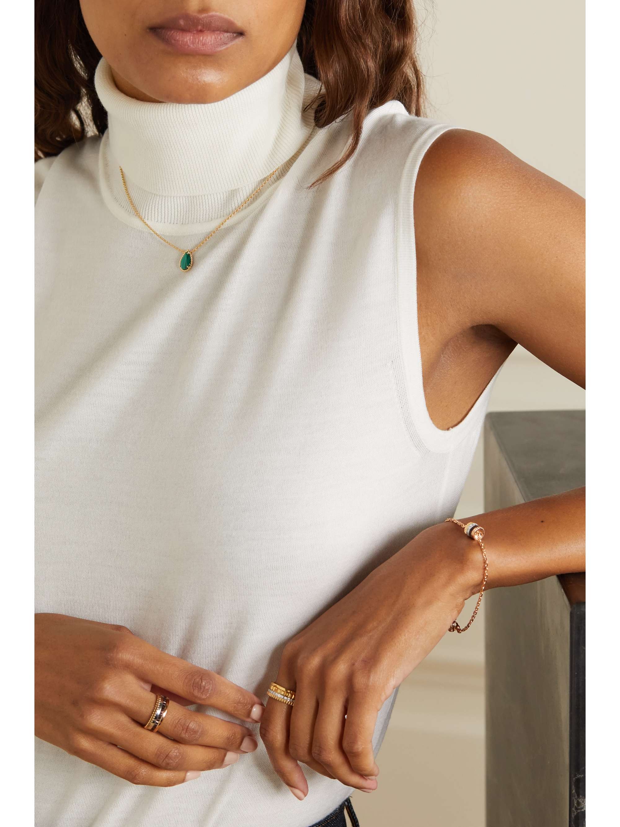 BOUCHERON Serpent Bohème 18-karat gold malachite necklace