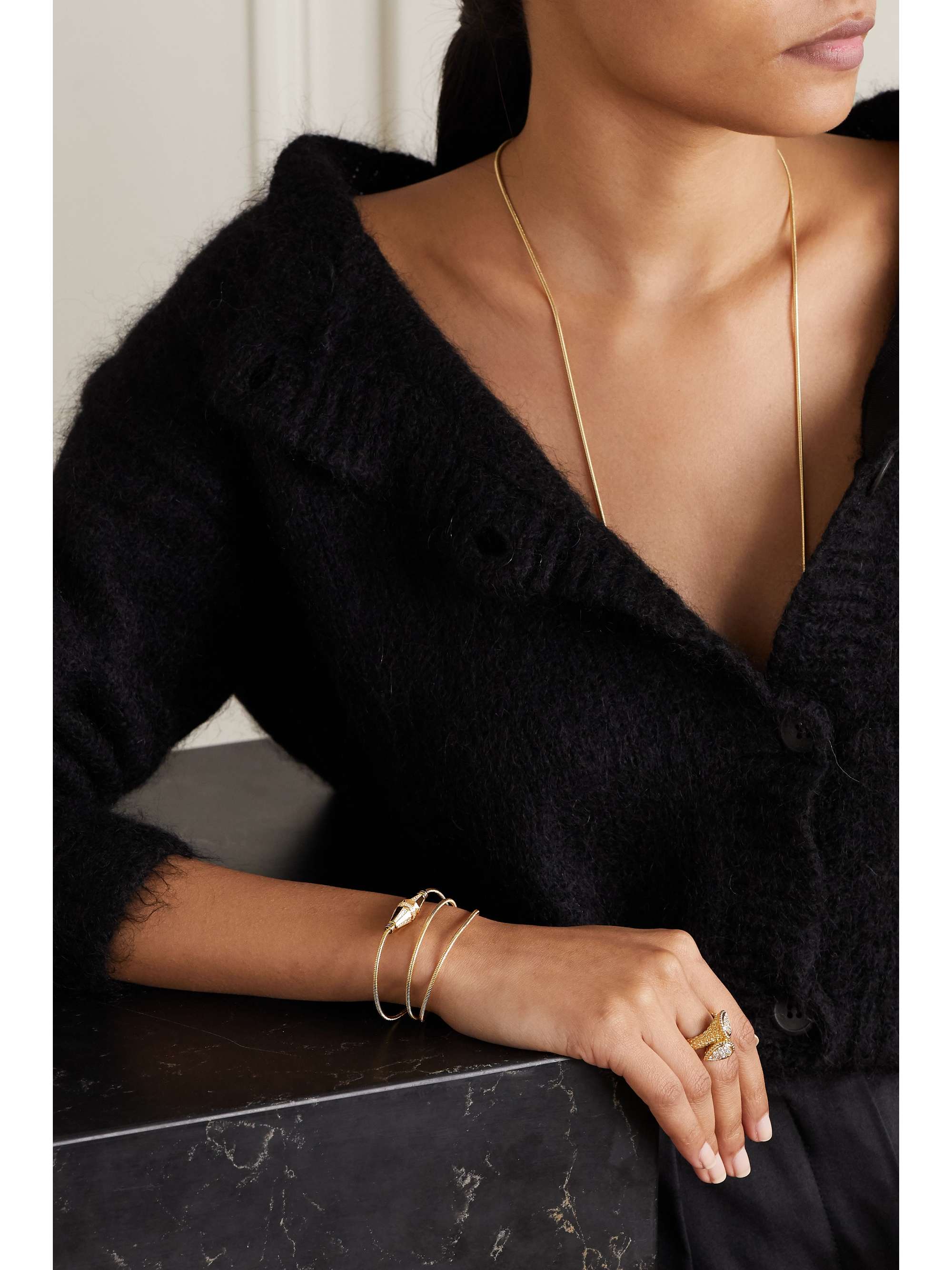 BOUCHERON Jack de Boucheron Triple Wrap 18-karat gold diamond bracelet