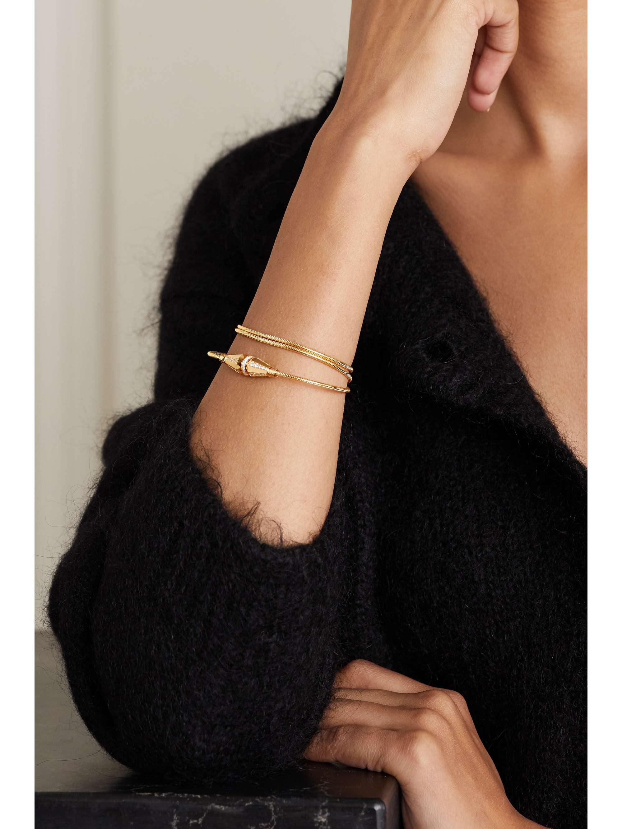BOUCHERON Jack de Boucheron Triple Wrap 18-karat gold diamond bracelet