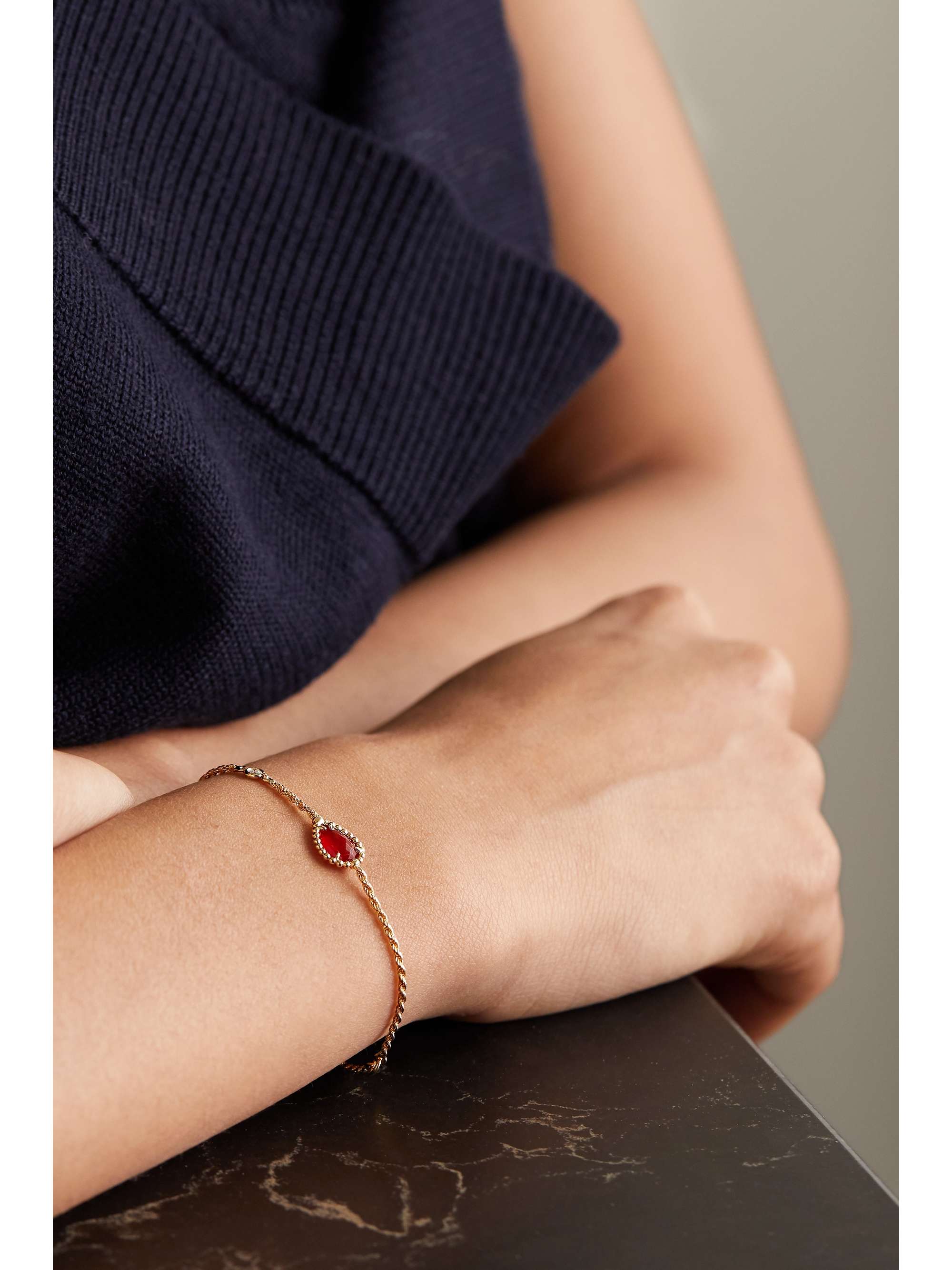 BOUCHERON Serpent Bohème 18-karat gold, carnelian and diamond bracelet