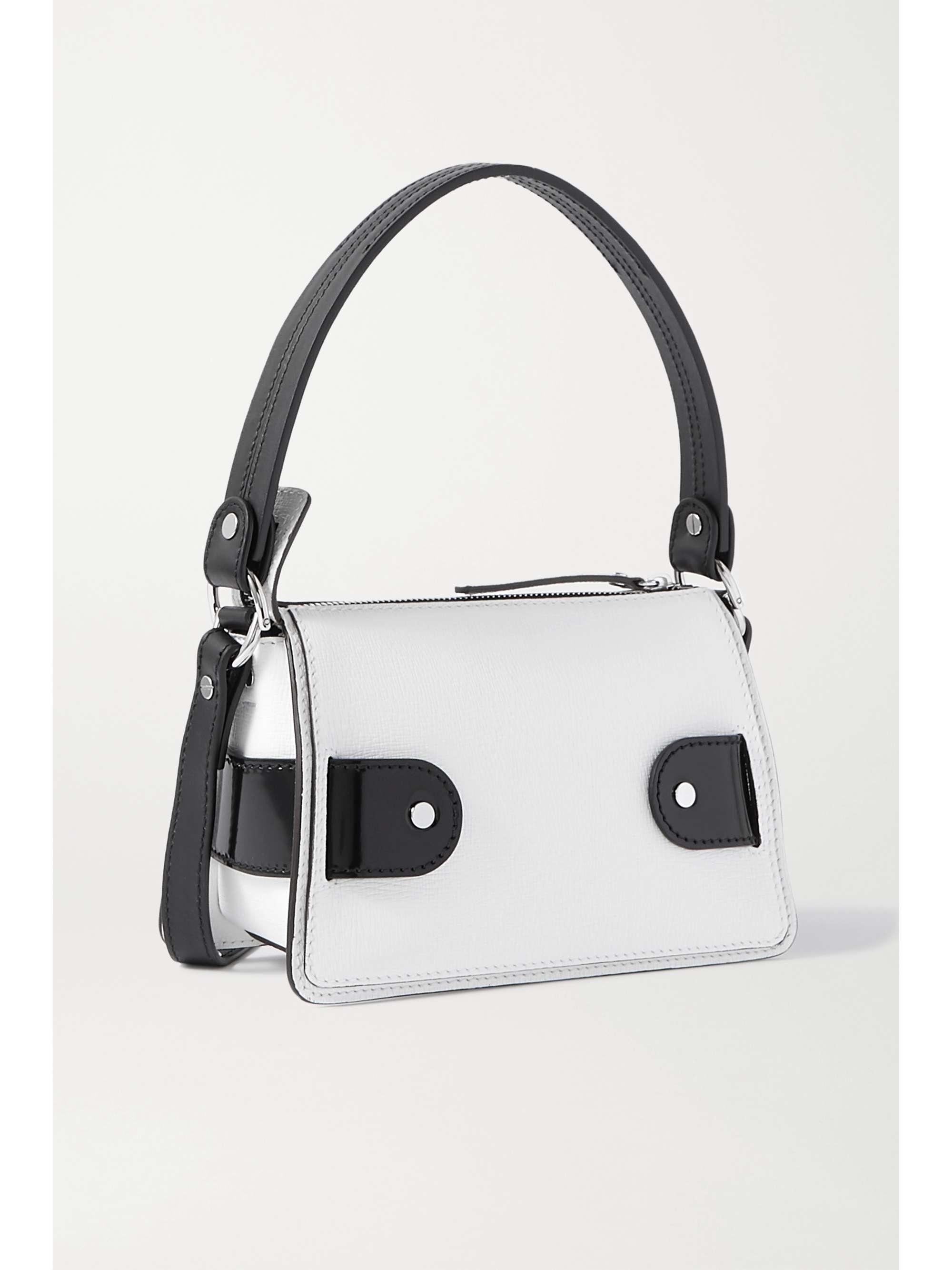 PROENZA SCHOULER Buckle small patent-trimmed textured-leather shoulder bag
