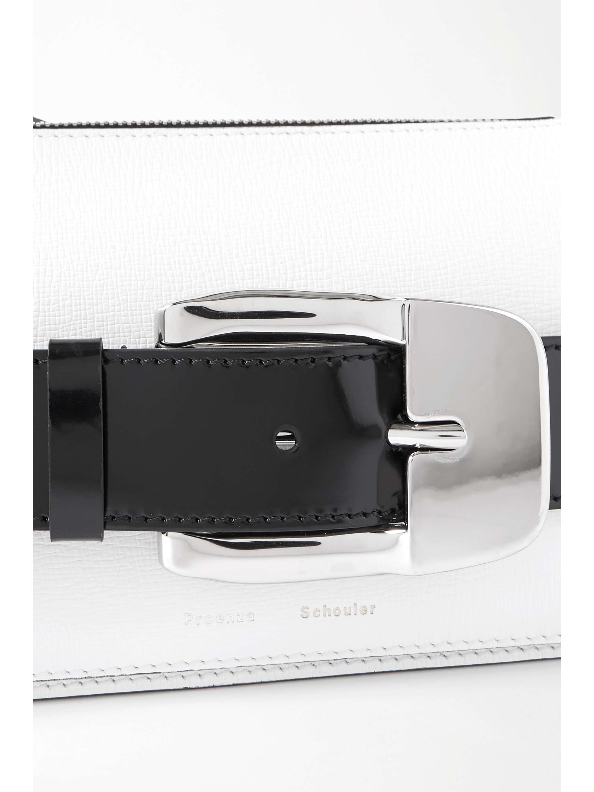 PROENZA SCHOULER Buckle small patent-trimmed textured-leather shoulder bag
