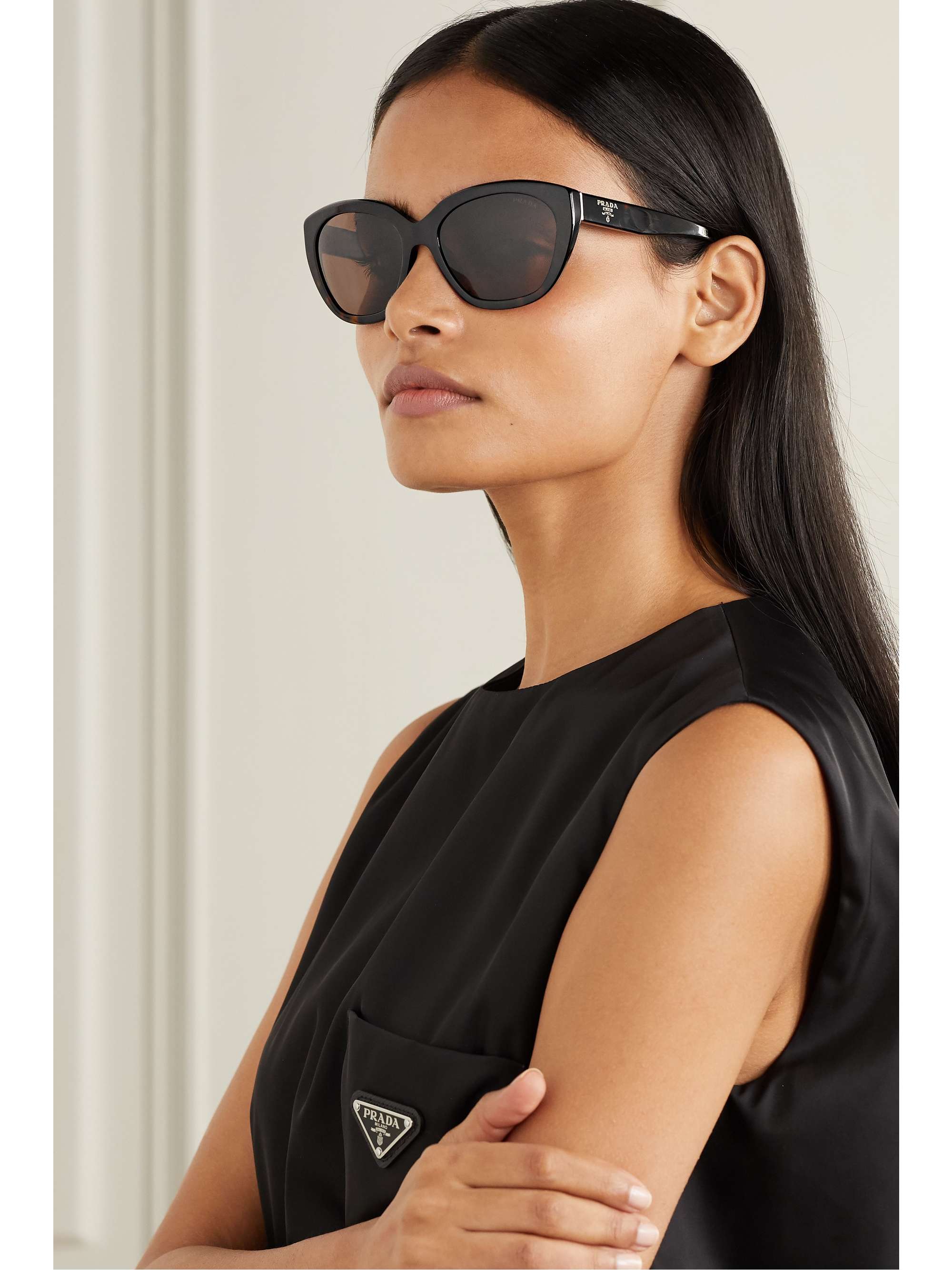 PRADA EYEWEAR Round-frame tortoiseshell acetate sunglasses