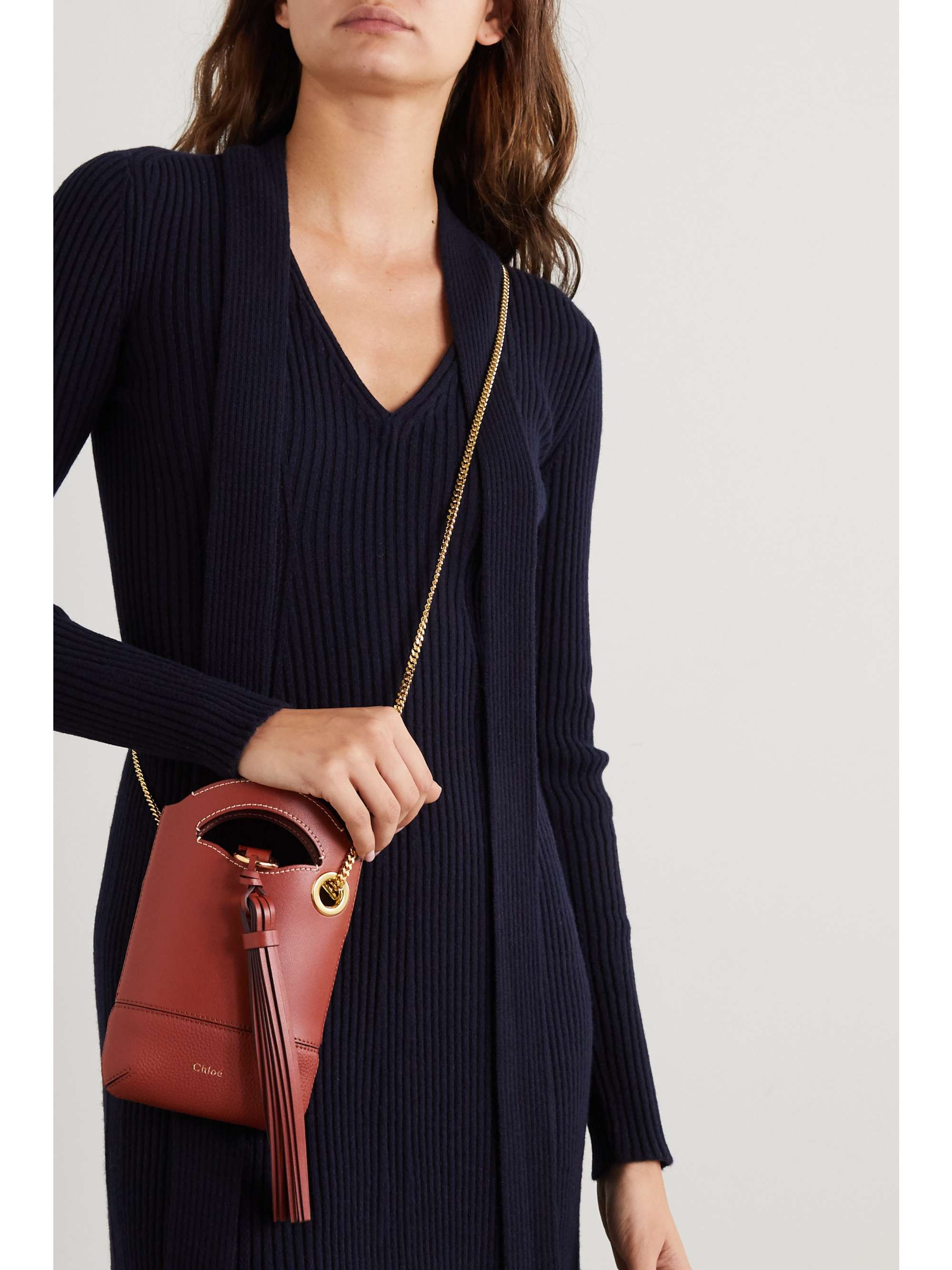CHLOÉ Walden tasseled suede and leather shoulder bag