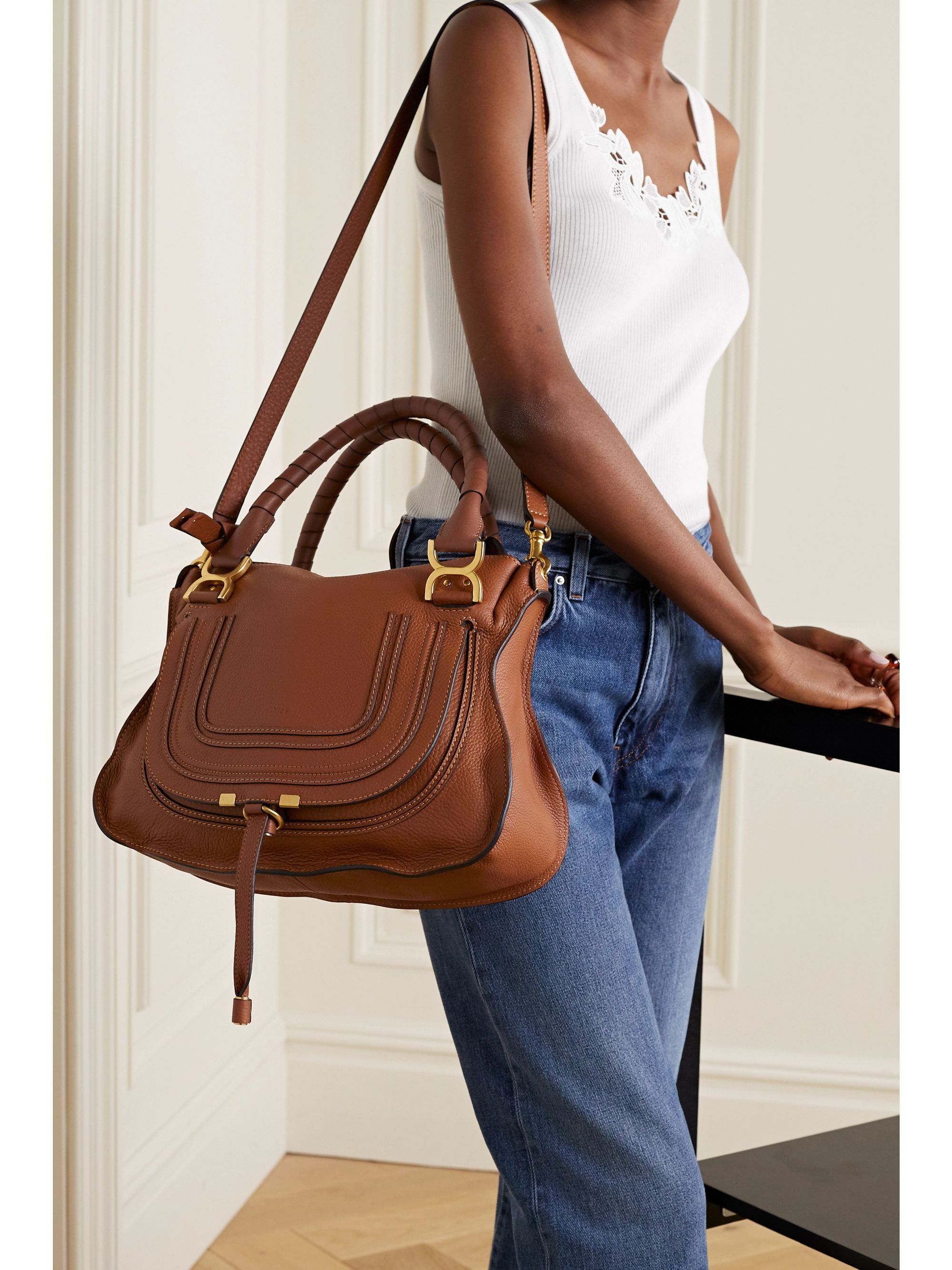 Marcie medium textured-leather tote Marcie medium textured-leather tote