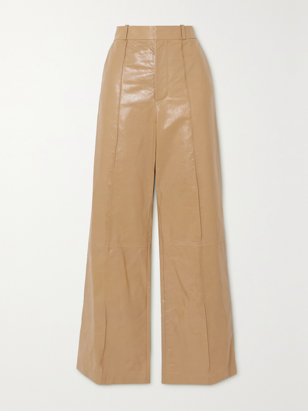 Marni Pintucked Leather Wide-leg Pants - Neutrals