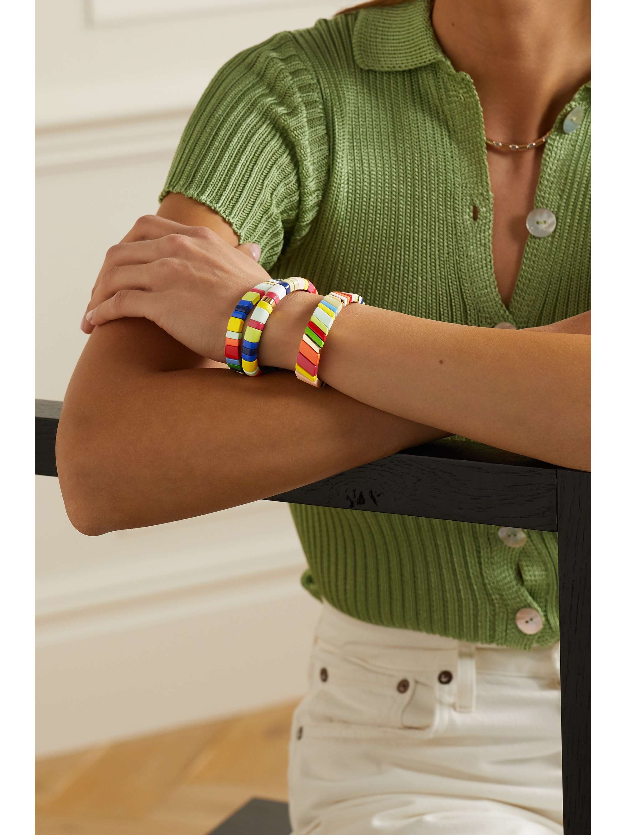 ROXANNE ASSOULIN Fruit Stripe set of three enamel and gold-plated bracelets
