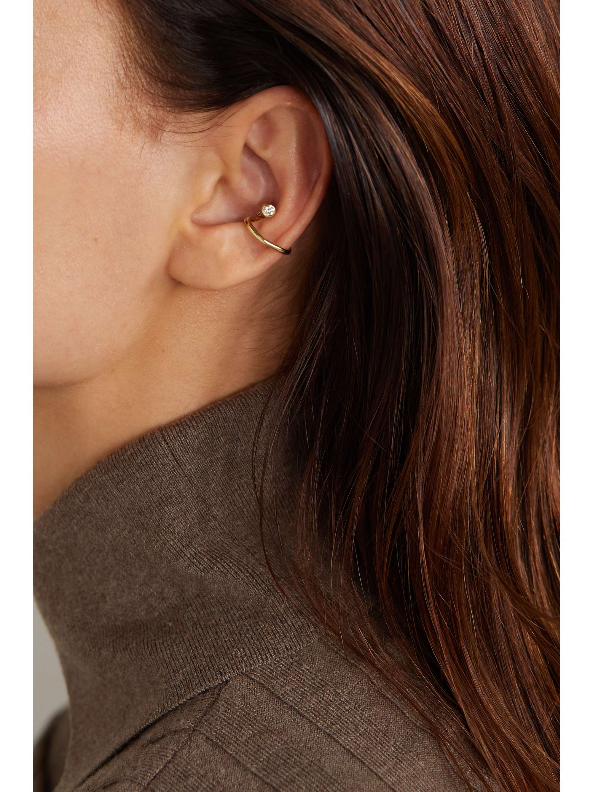 KATKIM Crescendo Flare gold diamond single ear cuff