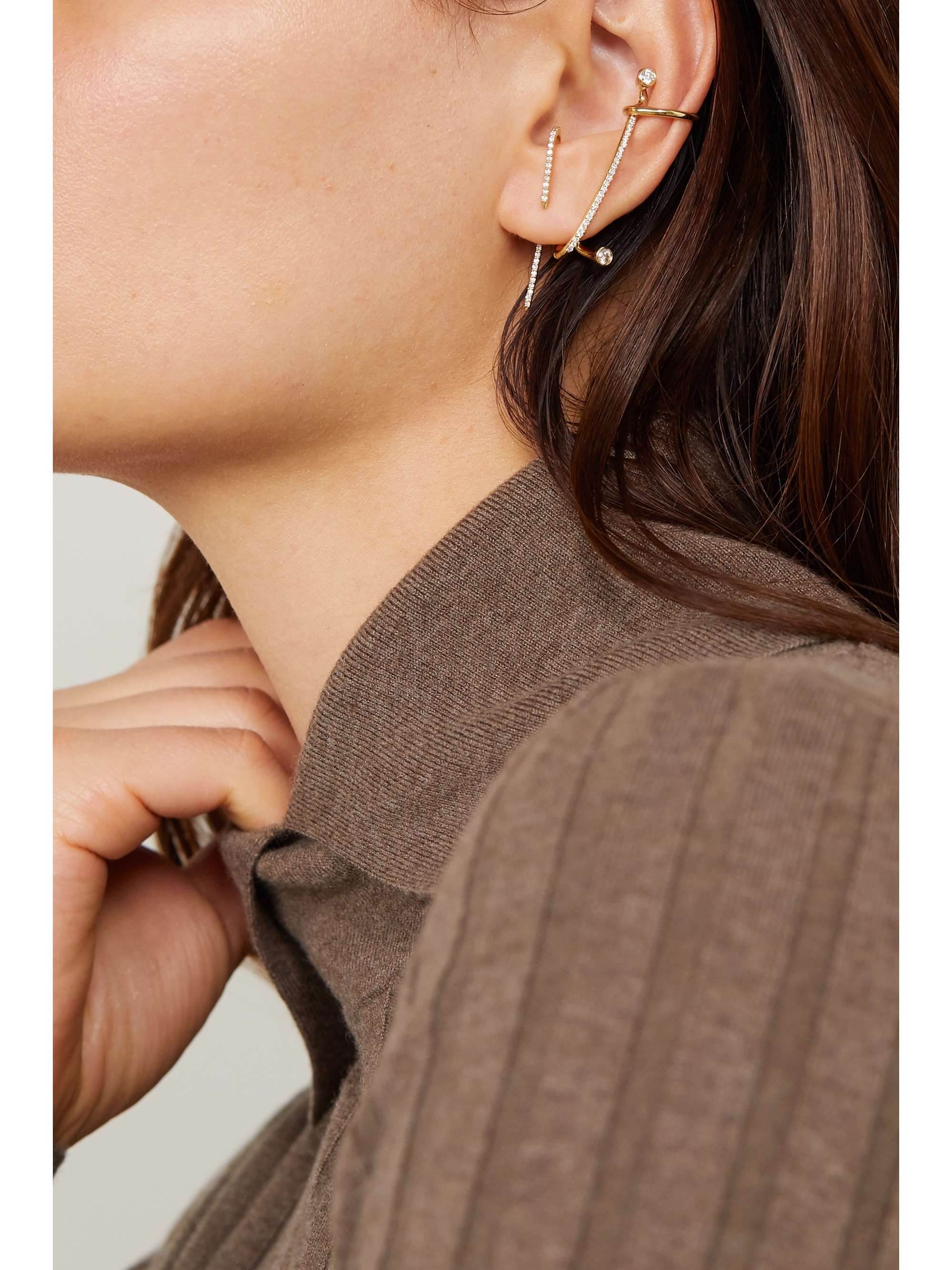 KATKIM Crescendo Flare gold diamond single ear cuff
