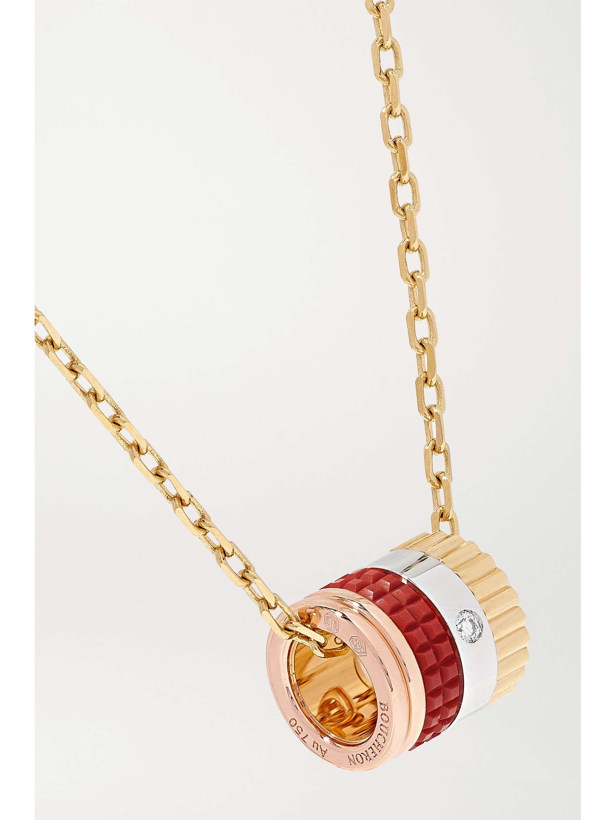 BOUCHERON Quatre Red Edition Kette aus 18 Karat Gelb-, Weiß- und Roségold mit Keramik und Diamant
