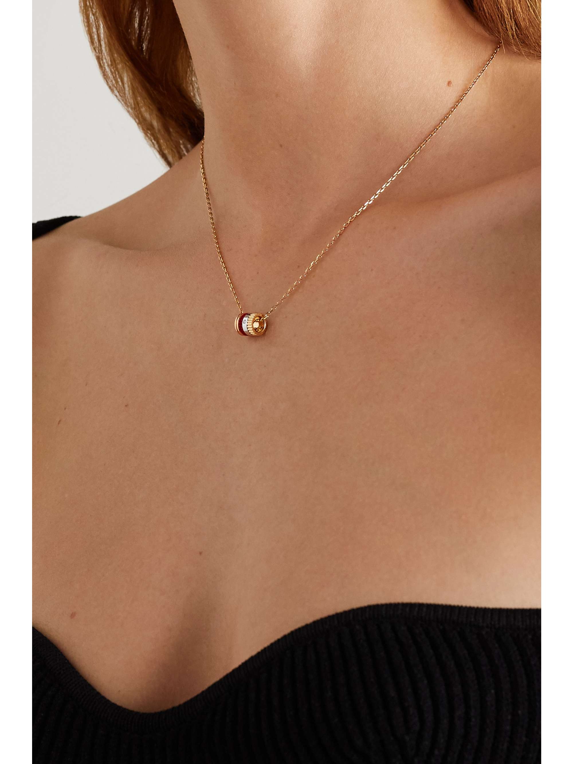 BOUCHERON Quatre Red Edition Kette aus 18 Karat Gelb-, Weiß- und Roségold mit Keramik und Diamant