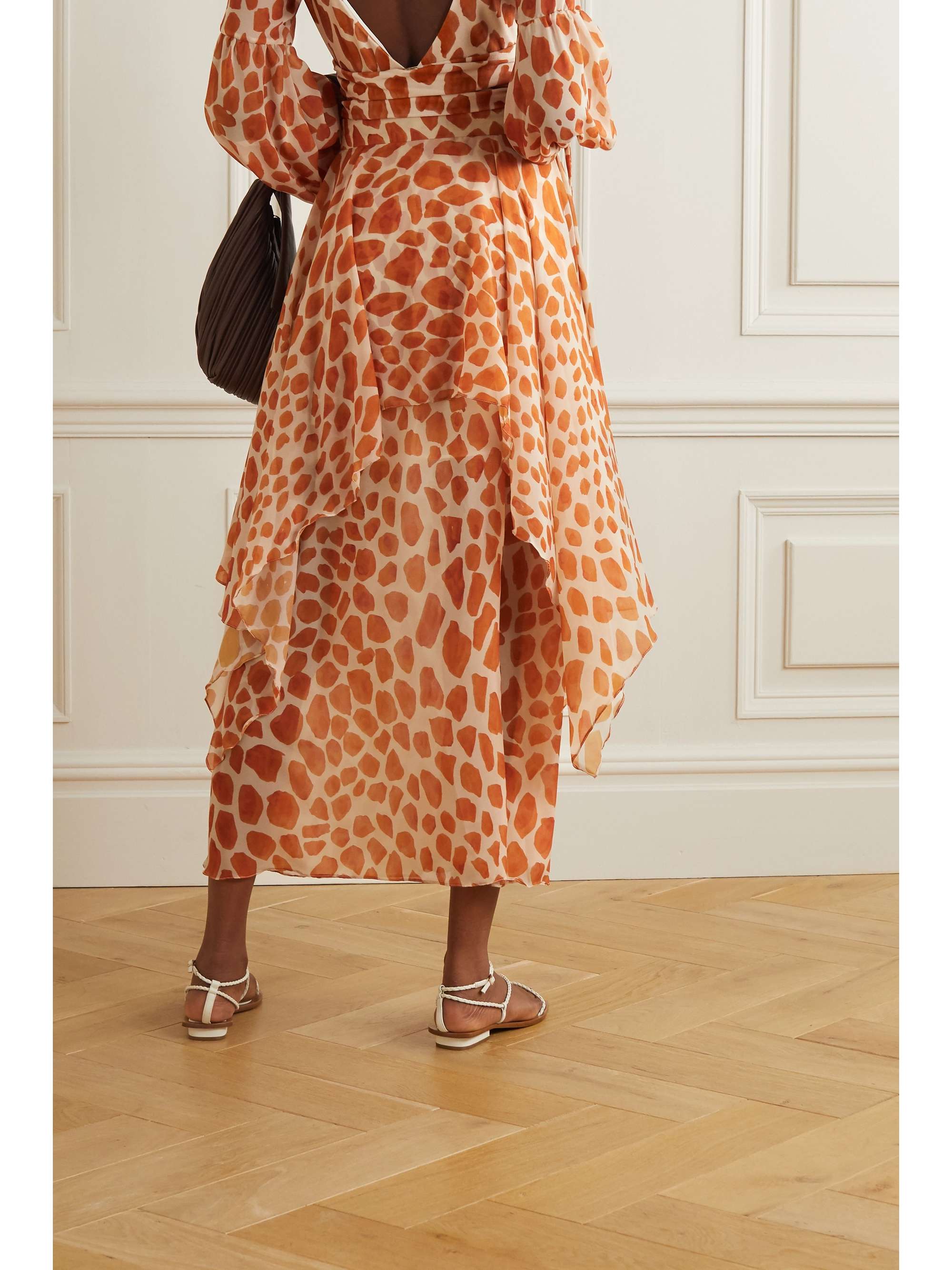 PATBO Margot layered printed chiffon maxi skirt