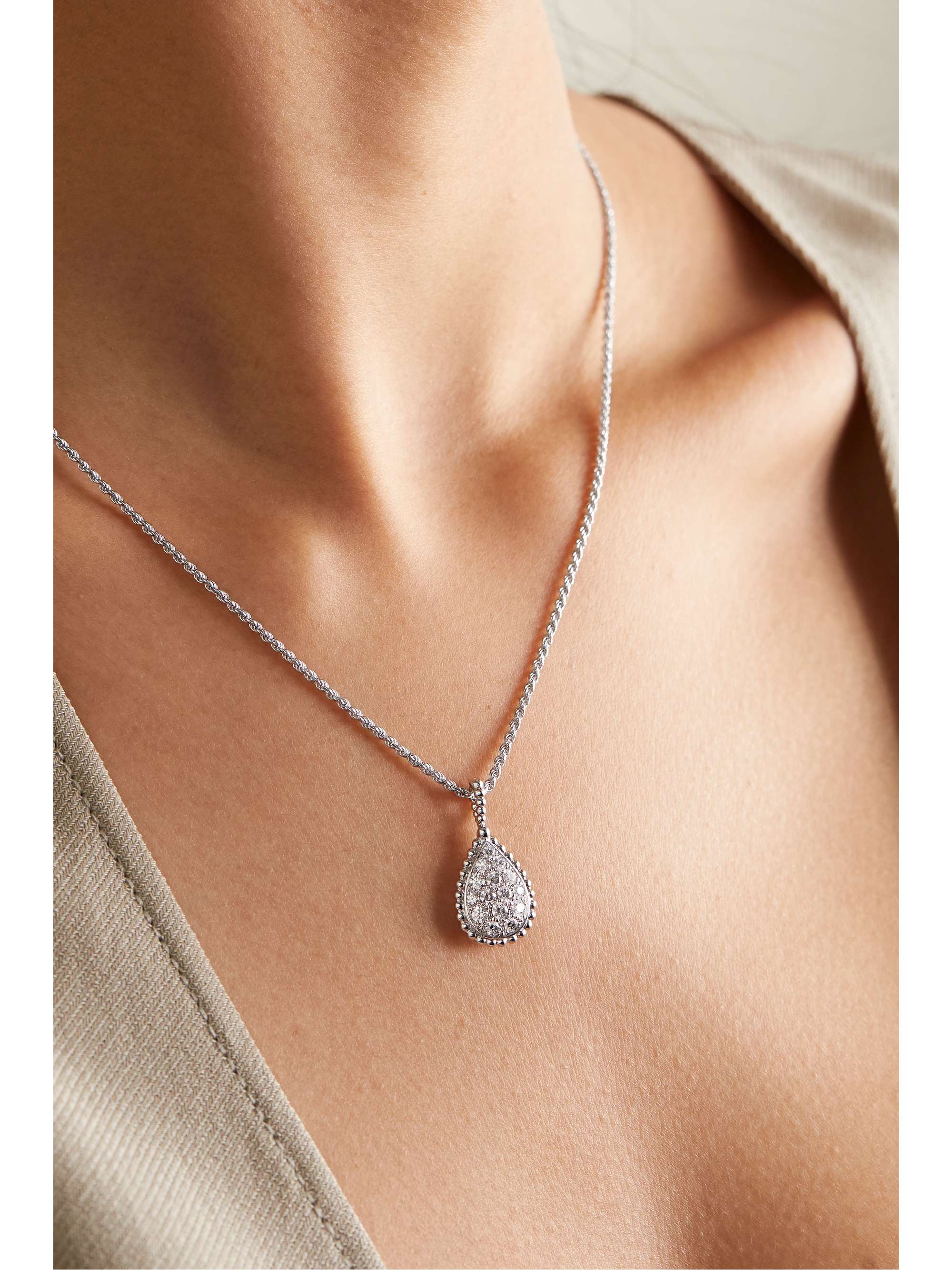 BOUCHERON Serpent Bohème 18-karat white gold diamond necklace