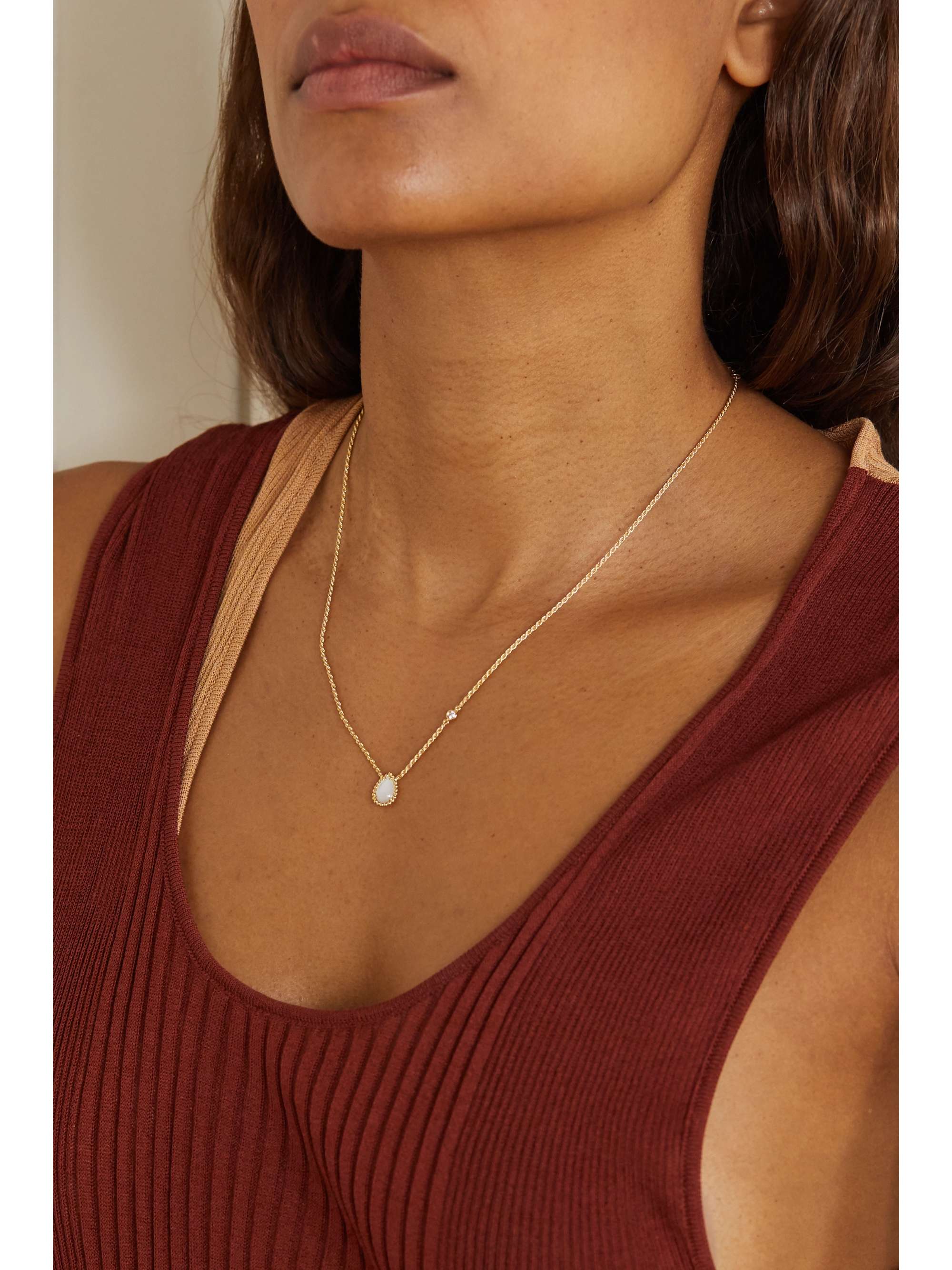 BOUCHERON Serpent Bohème 18-karat white gold, aquaprase and diamond necklace