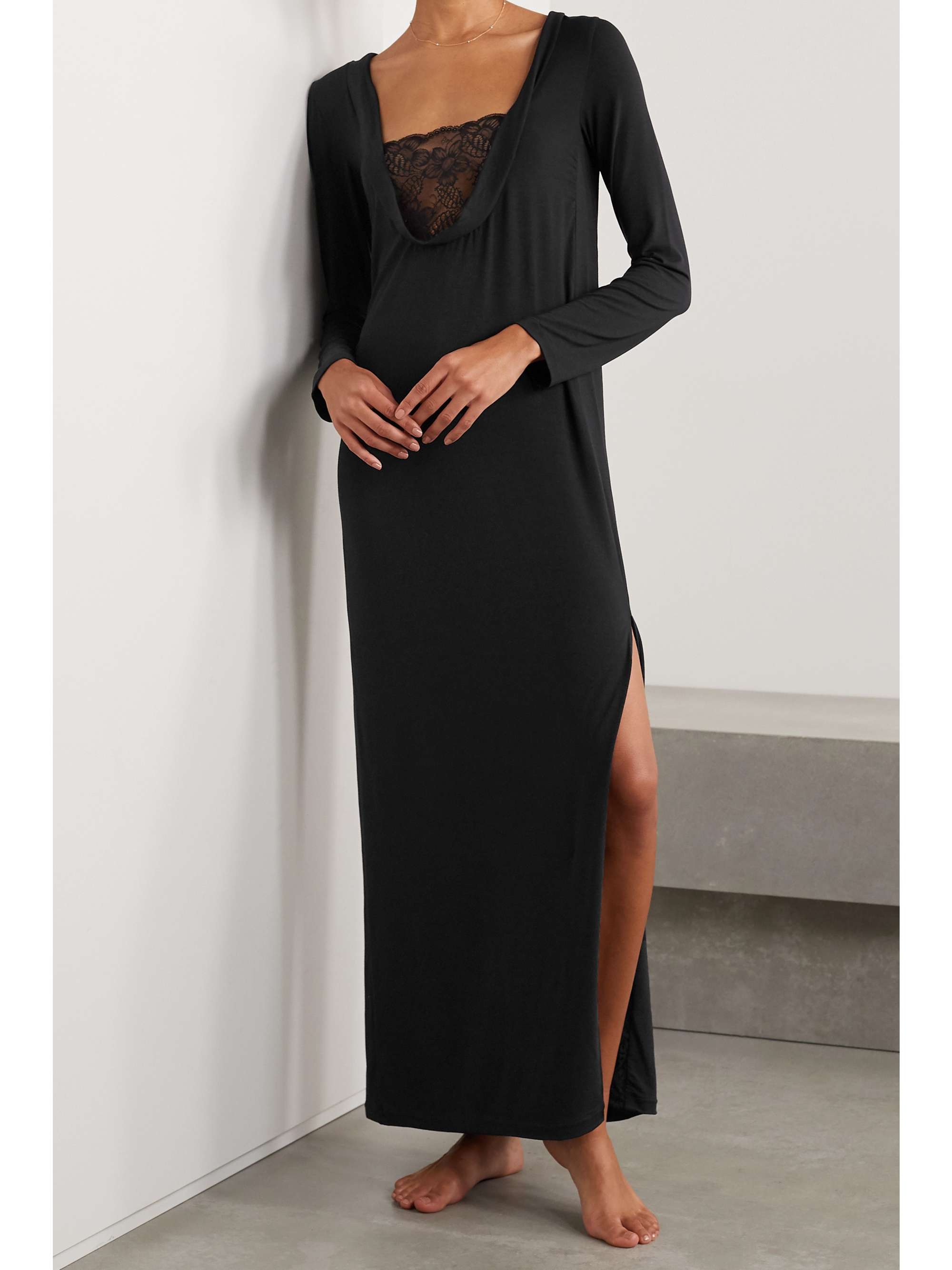 LA PERLA Layla Leavers lace-trimmed stretch-modal jersey nightdress